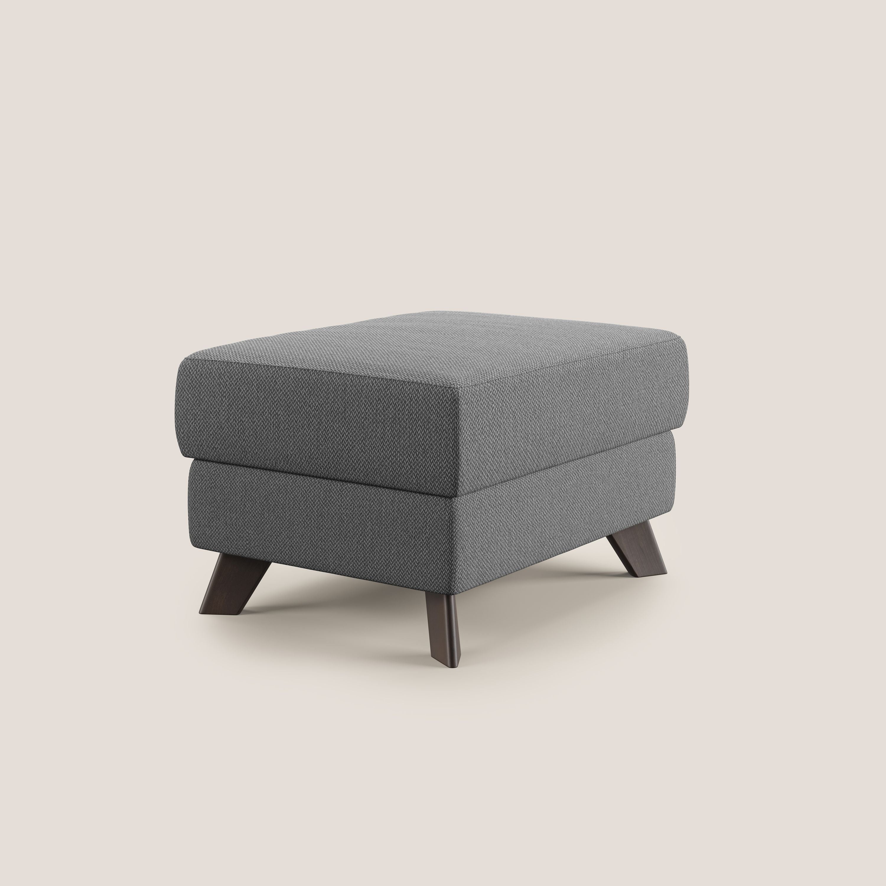 Moon Pouf contenitore e piedini alti in tessuto smacchiabile con acqua T05 antracite - divani.store