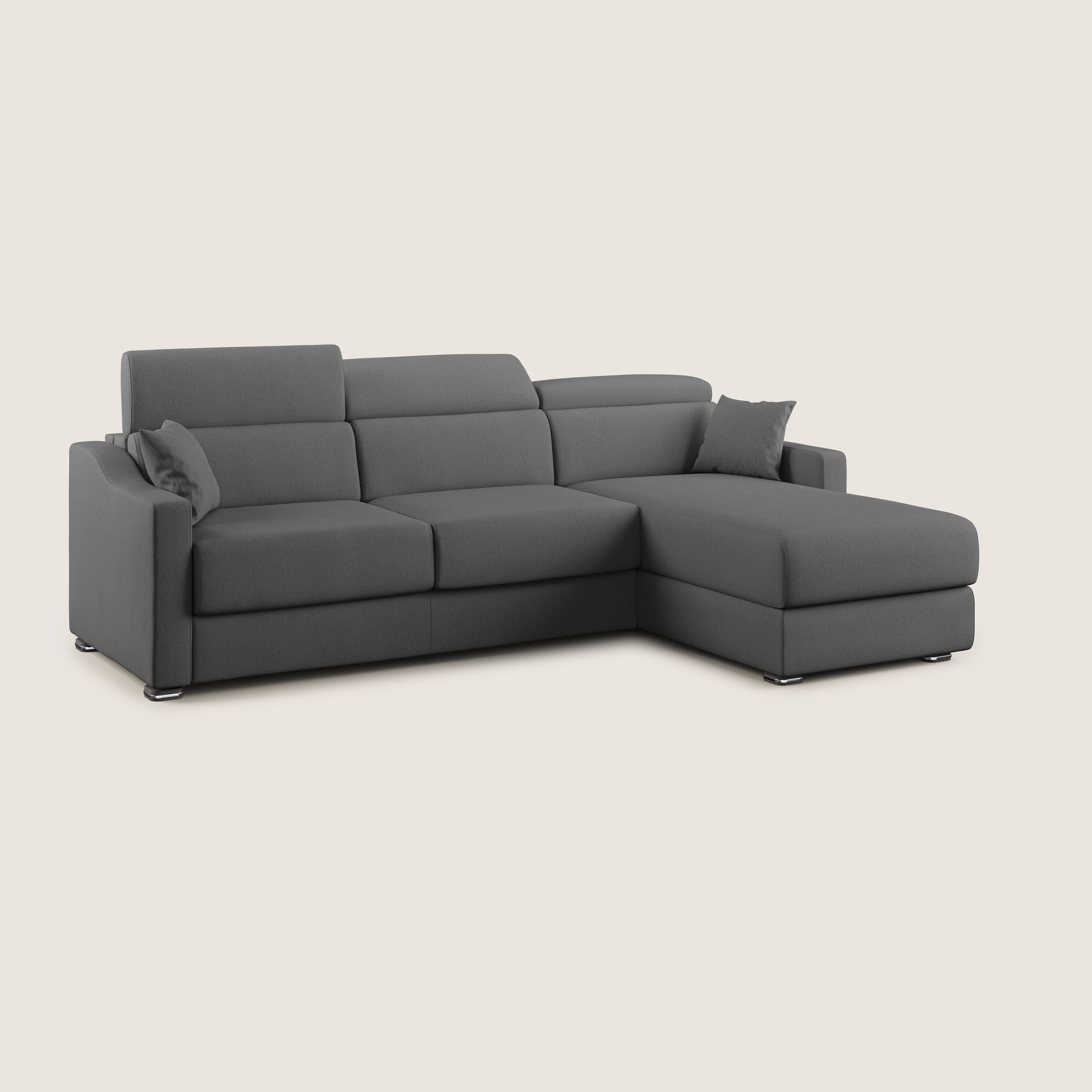 Amber divano letto angolare in tessuto smacchiabile T05 antracite - divani.store