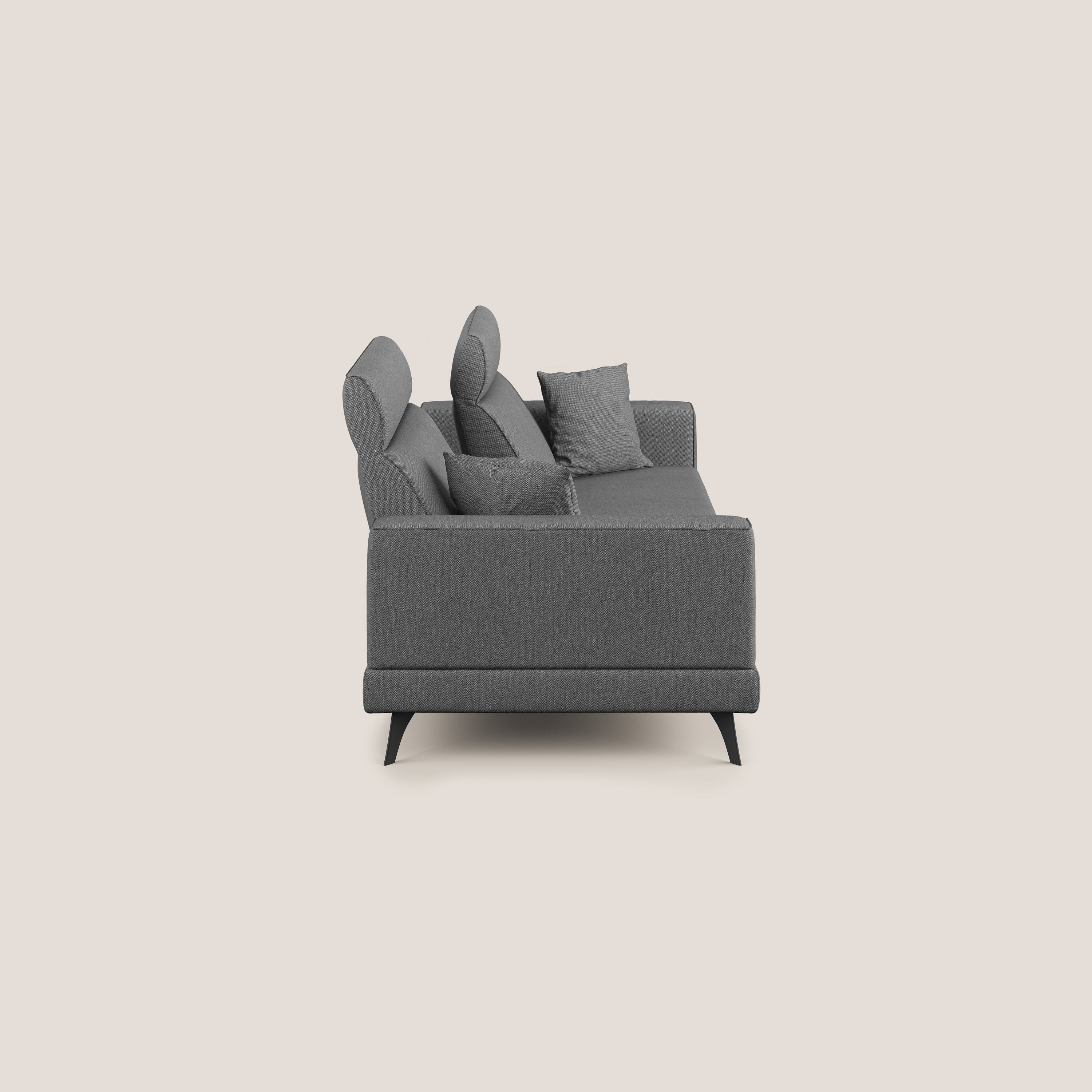 Slide Divano con schienali traslanti e poggiatesta in tessuto smacchiabile T05 antracite - divani.store