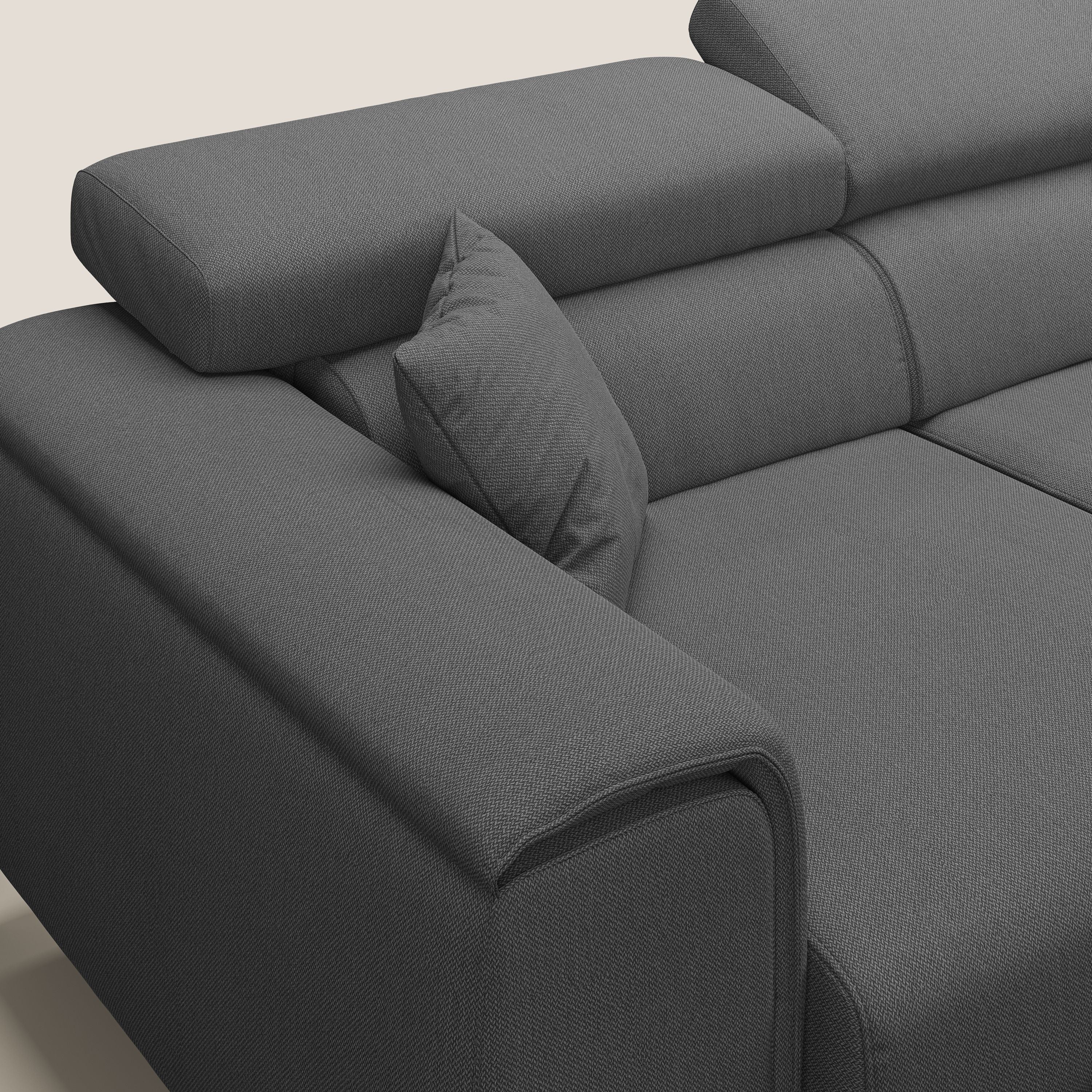 Fusion divano con 3 sedute allungabili in tessuto smacchiabile T05 antracite - divani.store