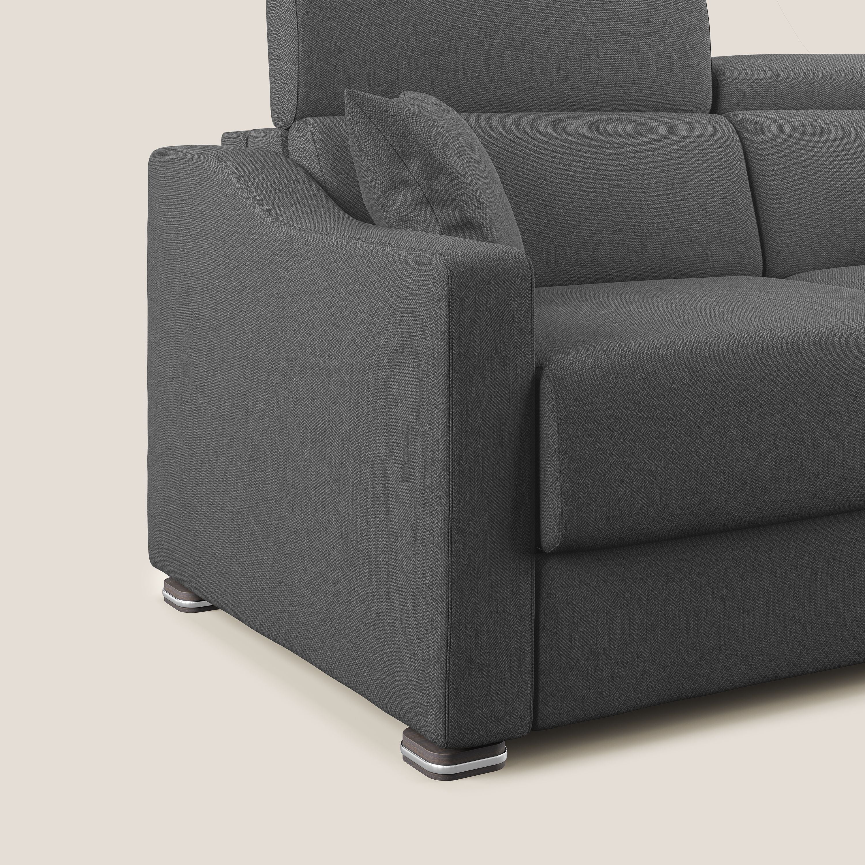 Amber divano letto angolare in tessuto smacchiabile T05 antracite - divani.store
