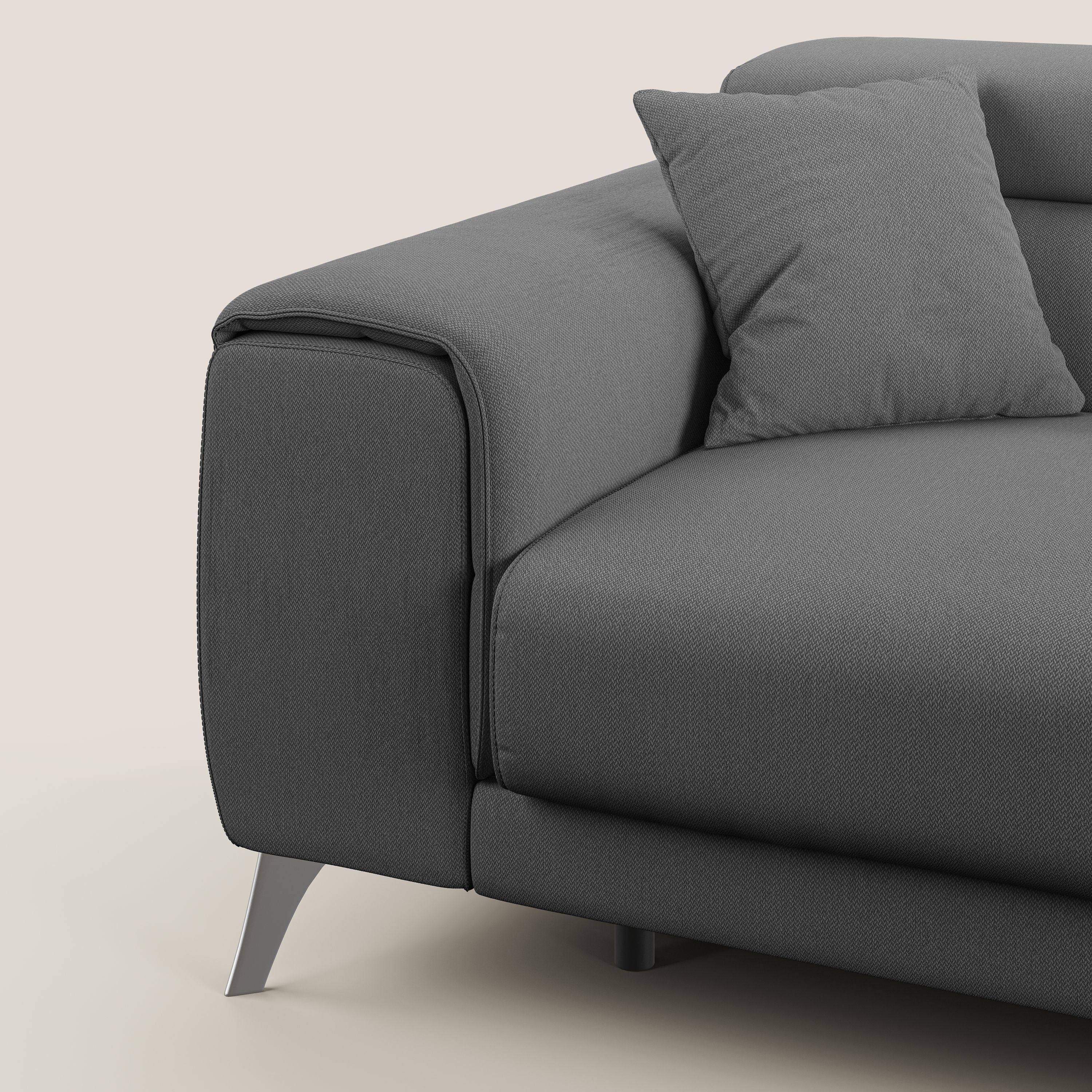 Fusion divano con sedute allungabili in tessuto smacchiabile T05 antracite - divani.store