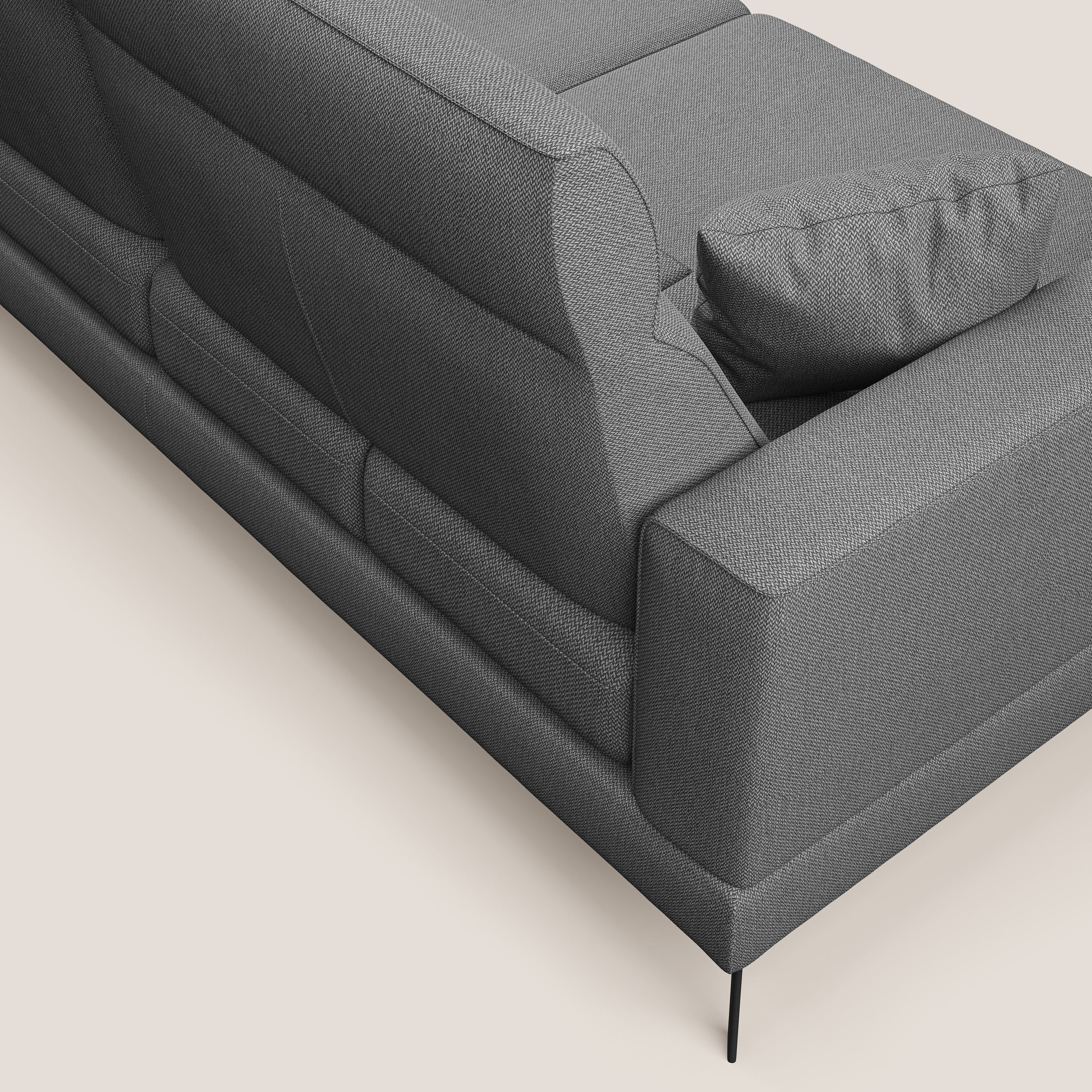 Slide Divano angolare con schienali traslanti e poggiatesta regolabili in tessuto smacchiabile T05 antracite - divani.store