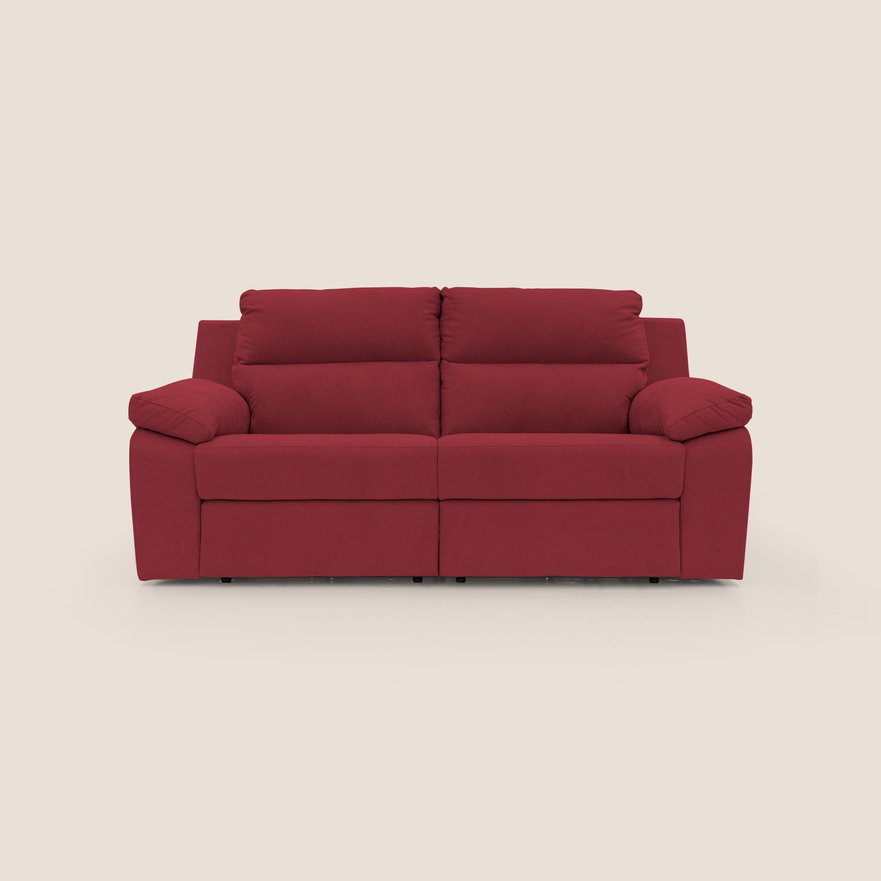 Romeo Divano relax con recliner elettrico in morbido tessuto impermeabile T02 rosso - divani.store