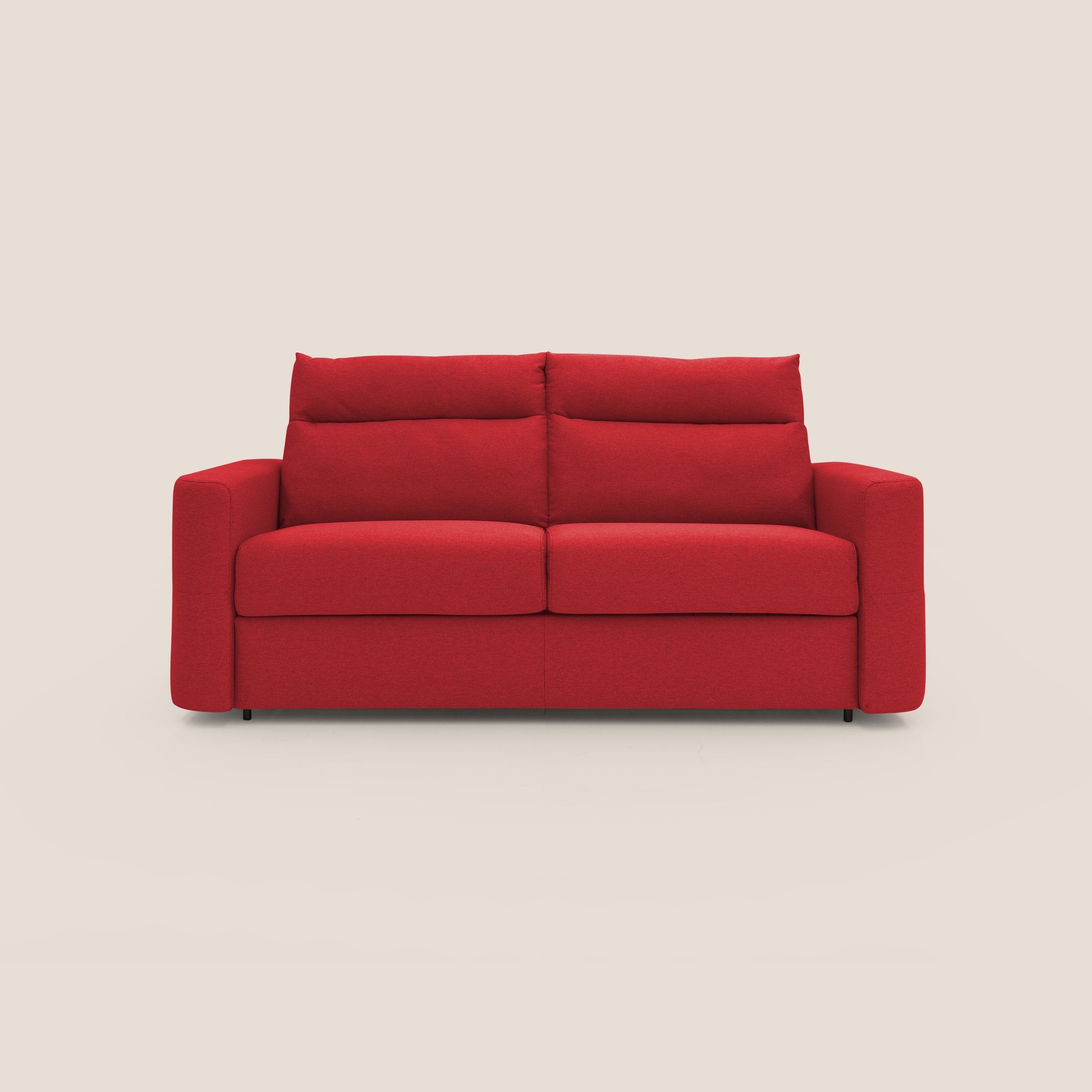 Cupido Divano letto materasso H18 cm e schienale alto in tessuto impermeabile simil cotone T13 rosso - divani.store