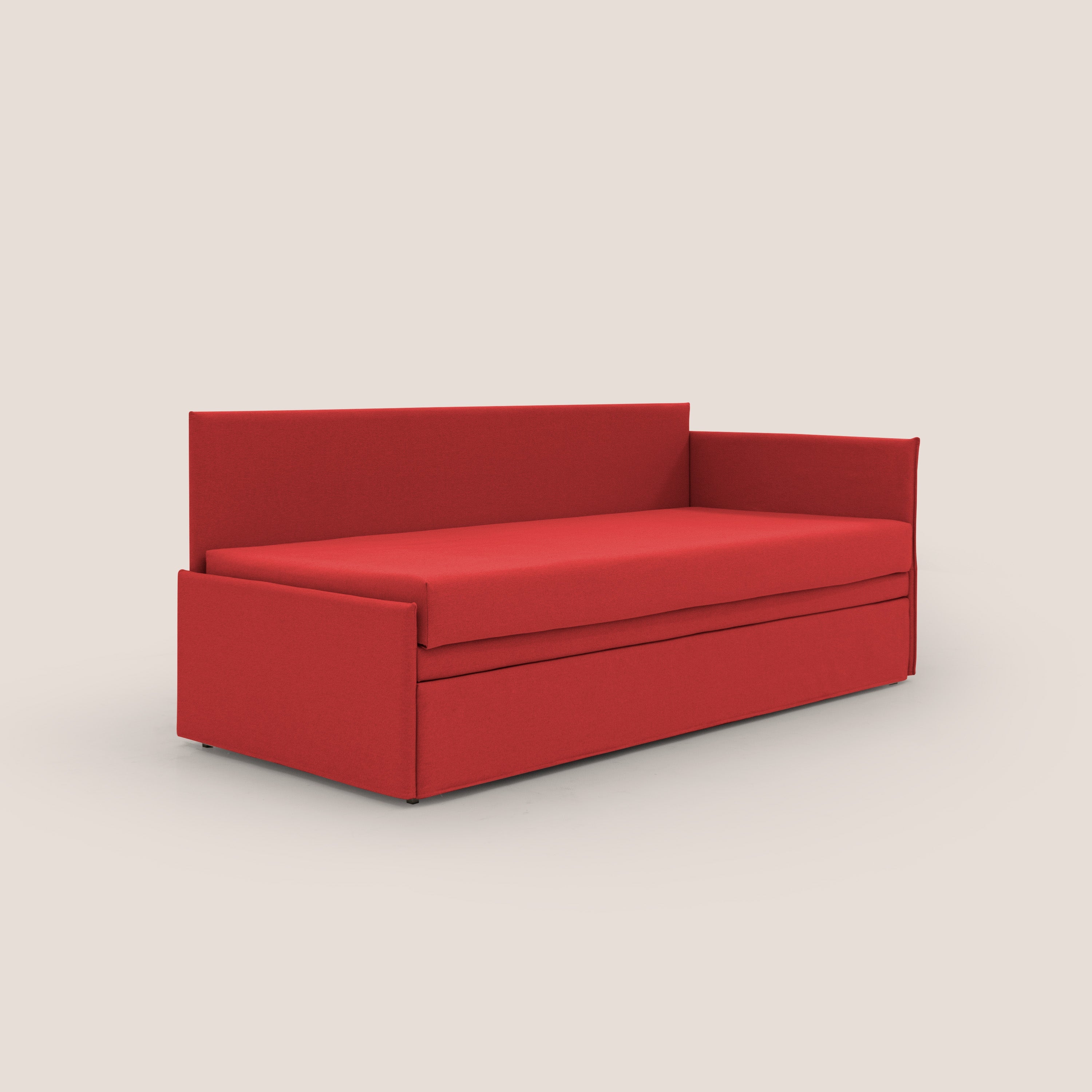 Durini Divano duplex con doppio letto in tessuto simil cotone impermeabile T13 rosso - divani.store