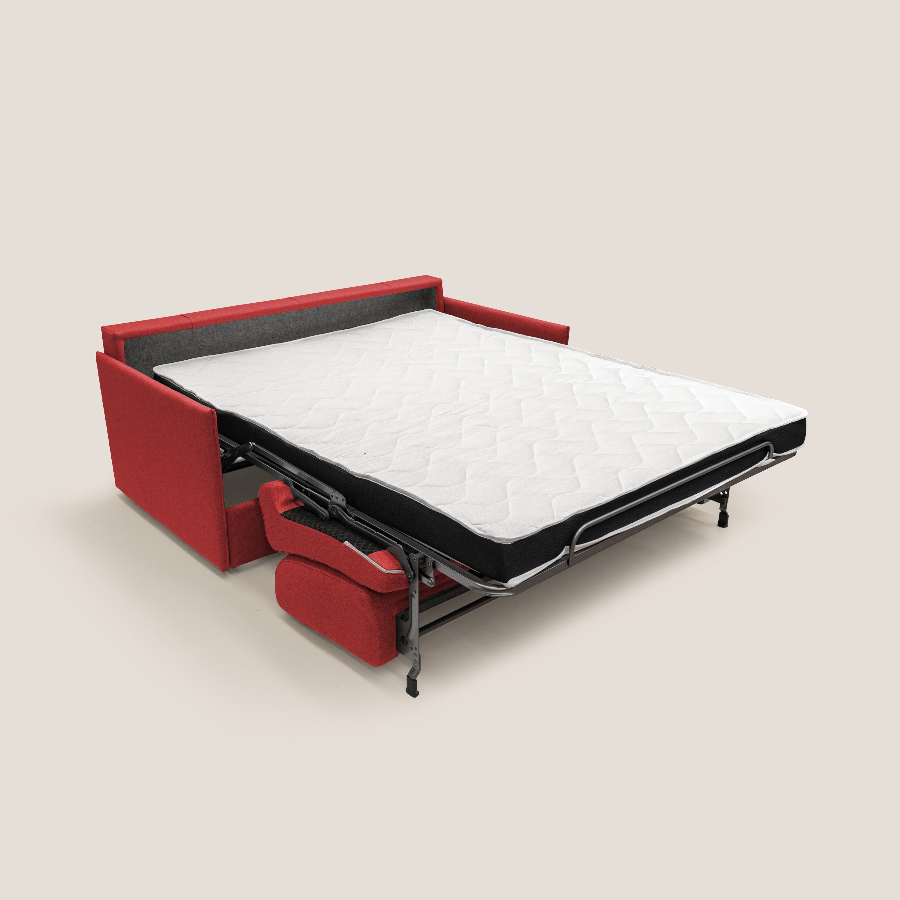 Evans Divano letto matrimoniale in tessuto impermeabile T13 rosso - divani.store