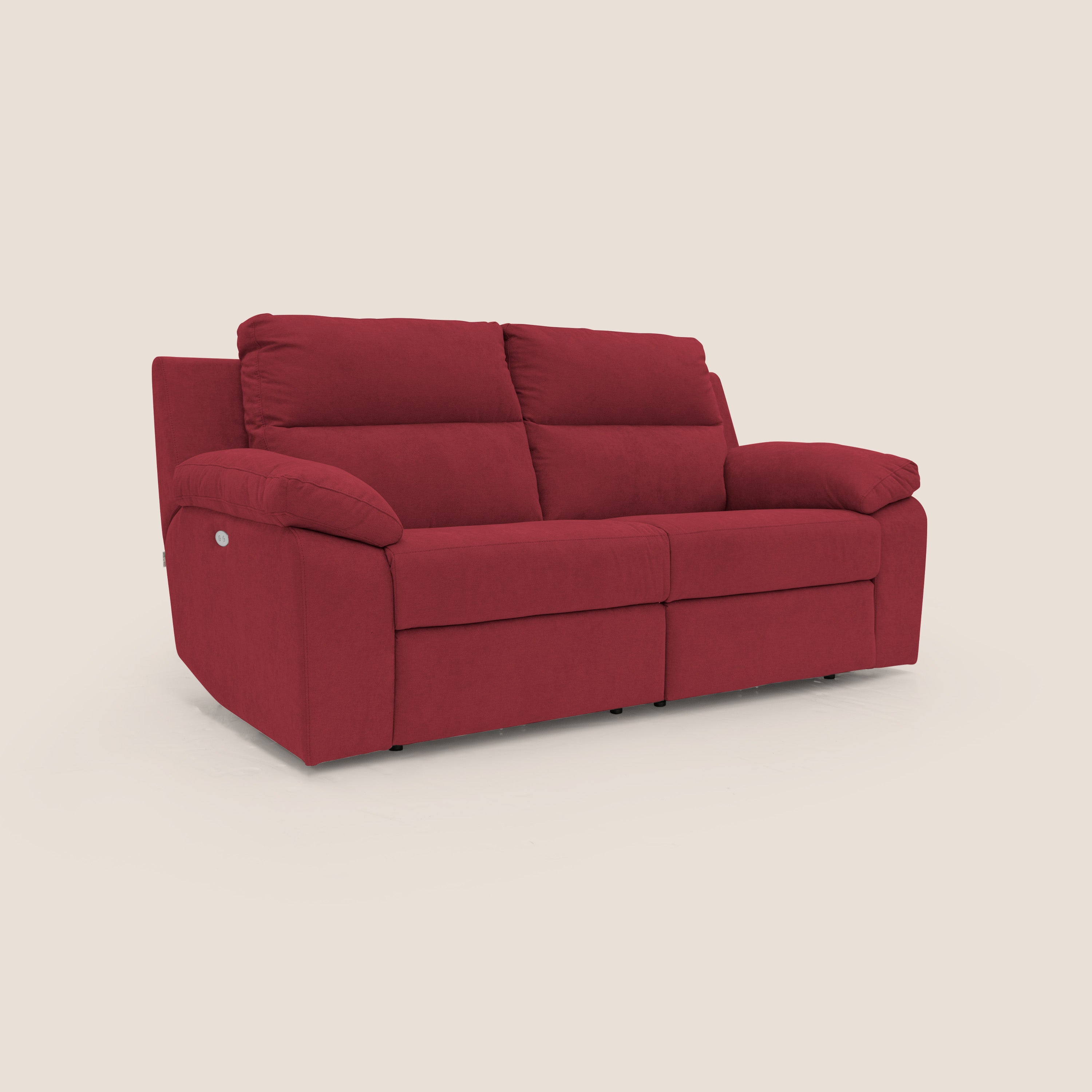 Romeo Divano relax con recliner elettrico in morbido tessuto impermeabile T02 rosso - divani.store