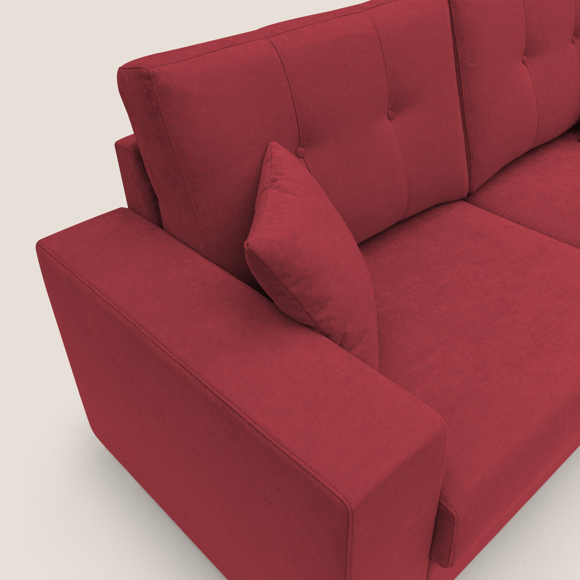 Giove divano in morbido tessuto impermeabile T02 rosso - divani.store