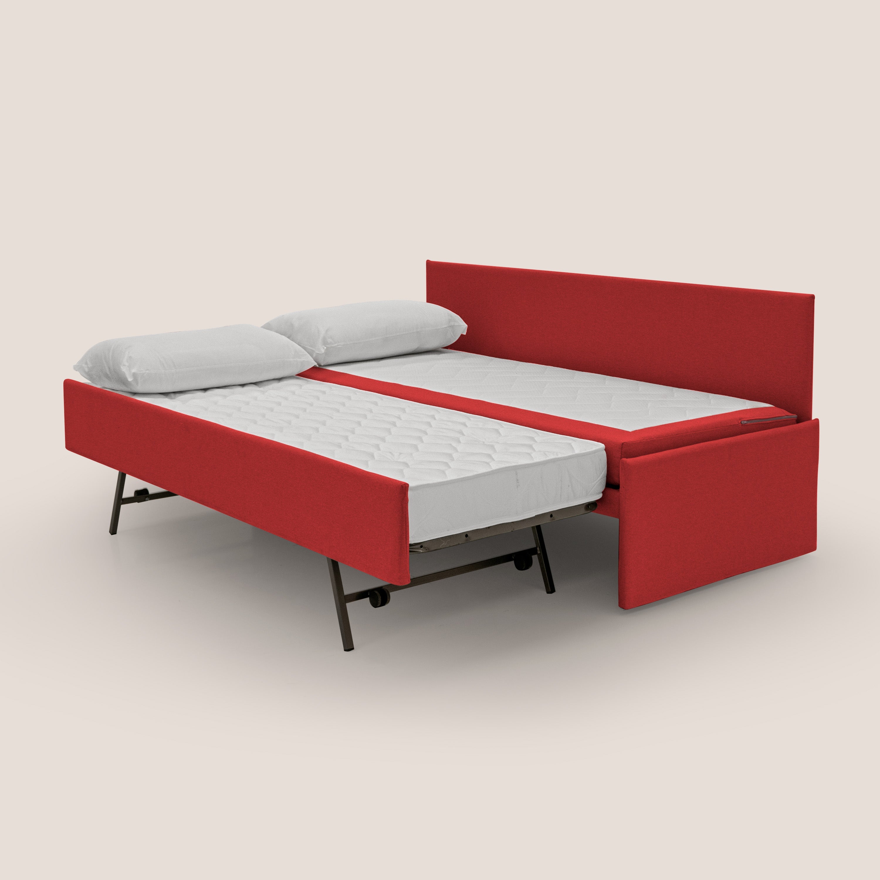 Naviglio Divano duplex con doppio letto in tessuto simil cotone impermeabile T13 rosso - divani.store