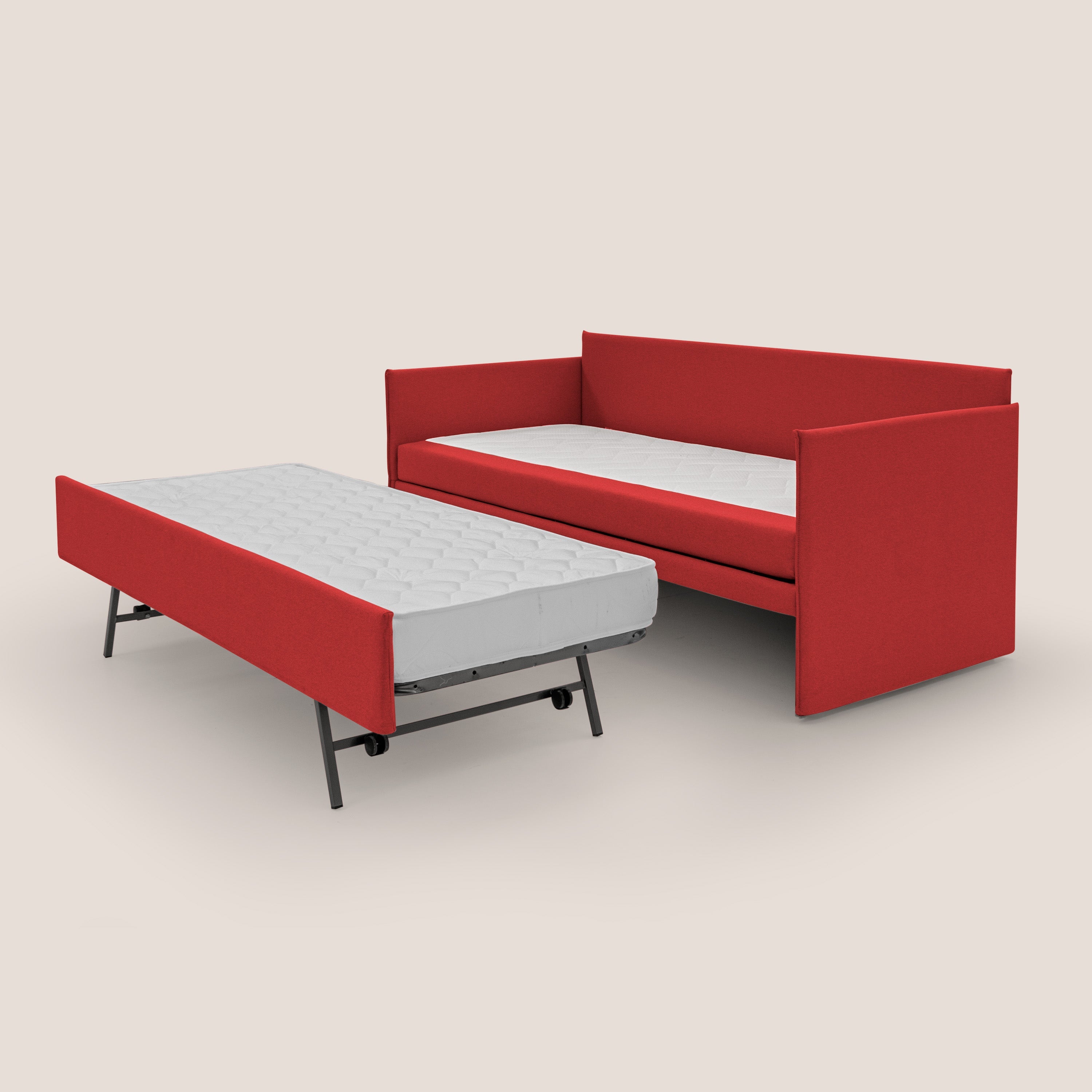 Brenta Divano duplex con doppio letto in tessuto simil cotone impermeabile T13 rosso - divani.store