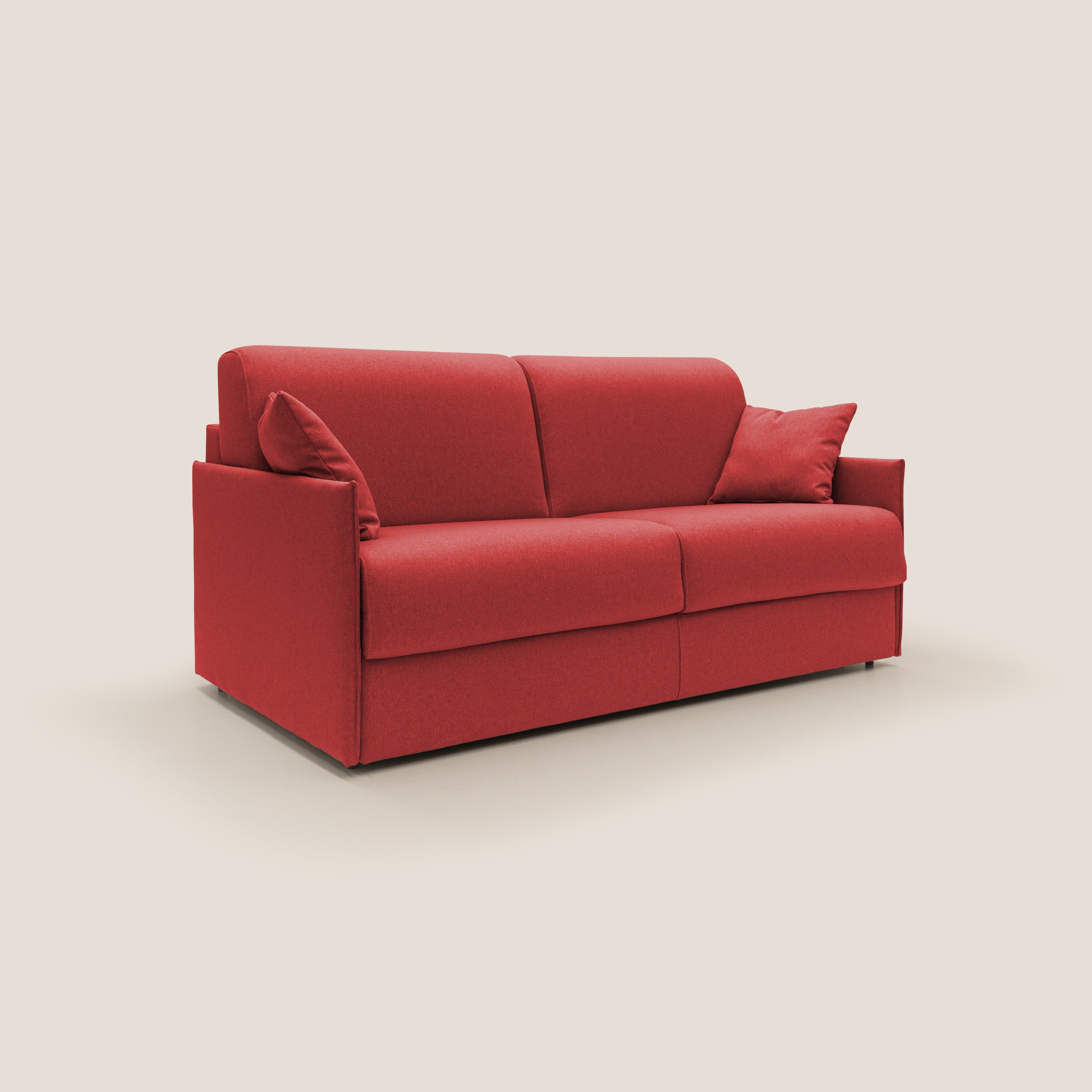 Evans Divano letto matrimoniale in tessuto impermeabile T13 rosso - divani.store