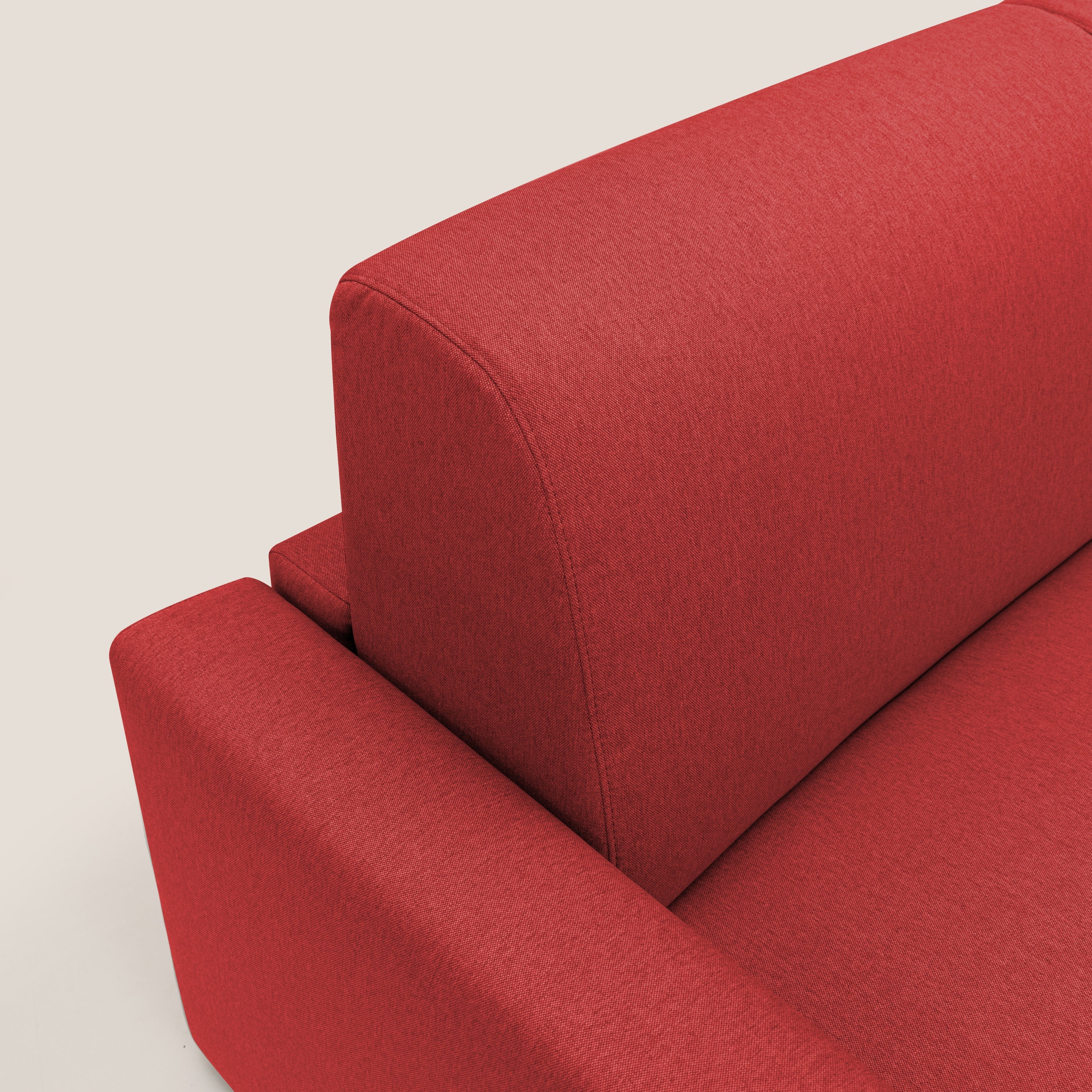 Kansas Divano letto matrimoniale alto 20 cm in tessuto impermeabile misto cotone T13 rosso - divani.store