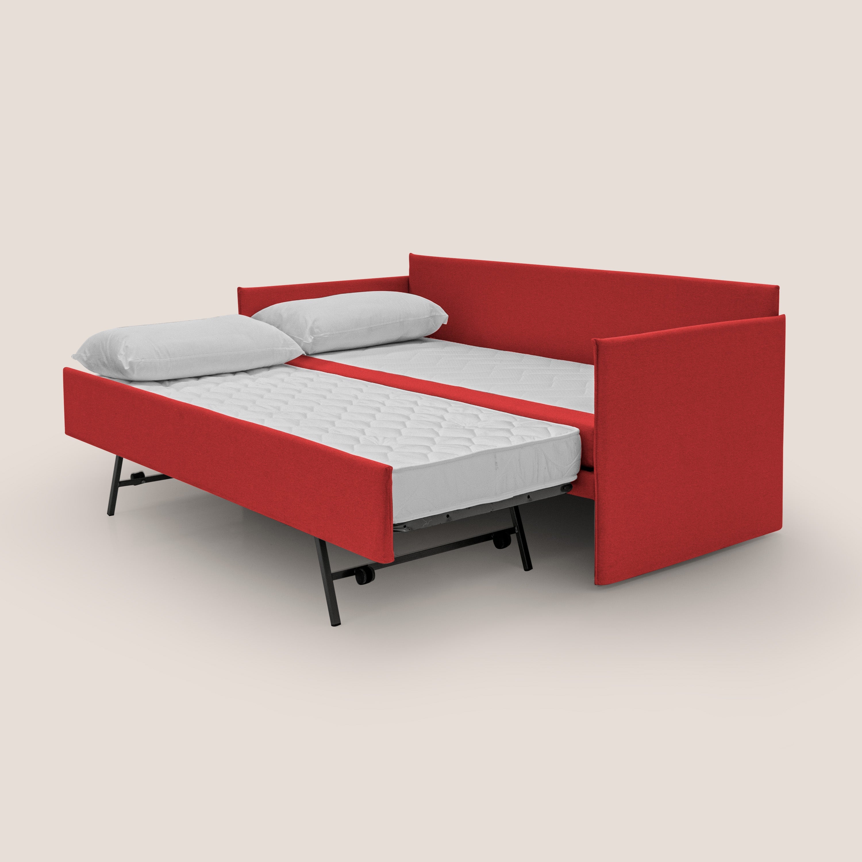 Tortona Divano duplex con doppio letto in tessuto simil cotone impermeabile T13 rosso - divani.store