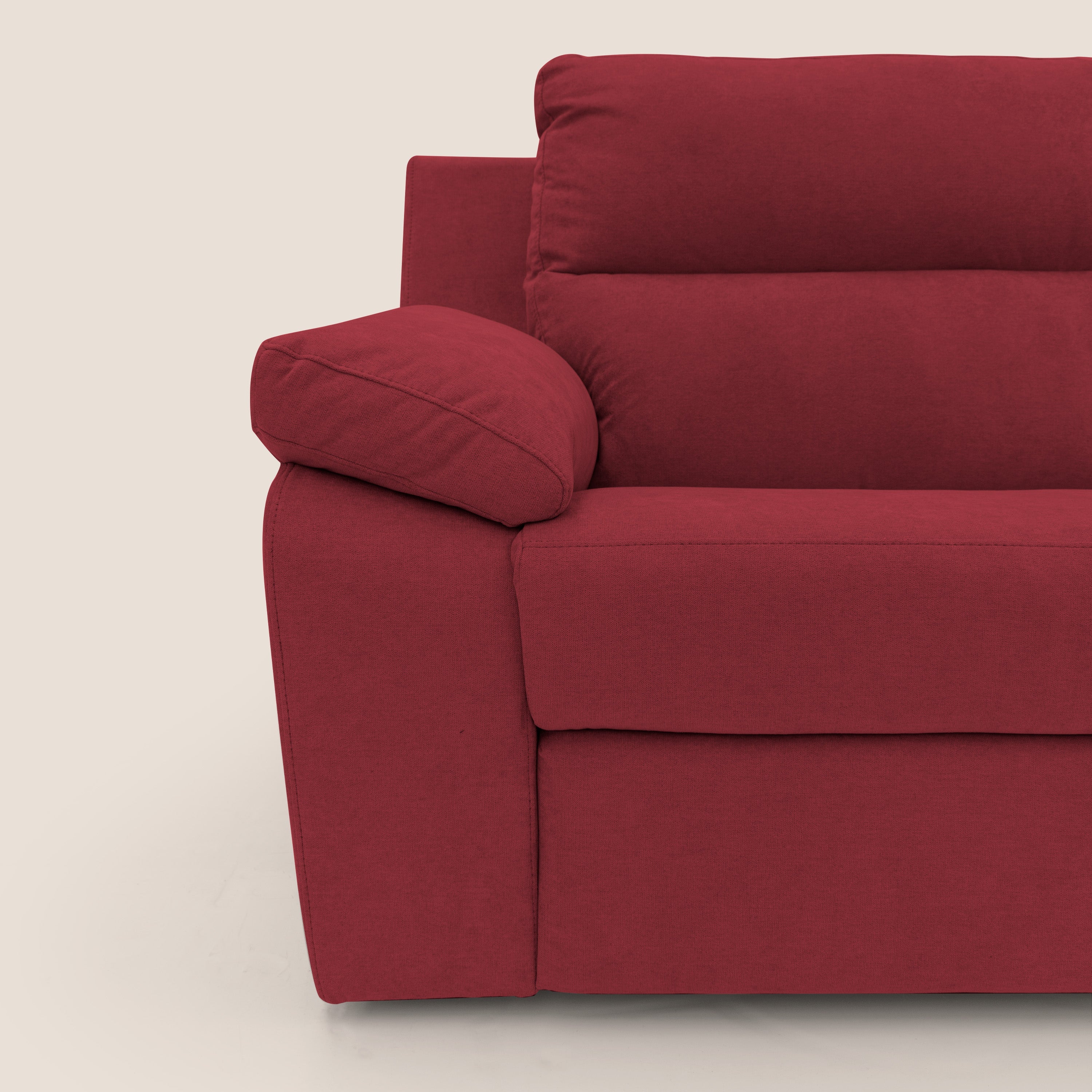 Romeo Divano relax con recliner elettrico in morbido tessuto impermeabile T02 rosso - divani.store