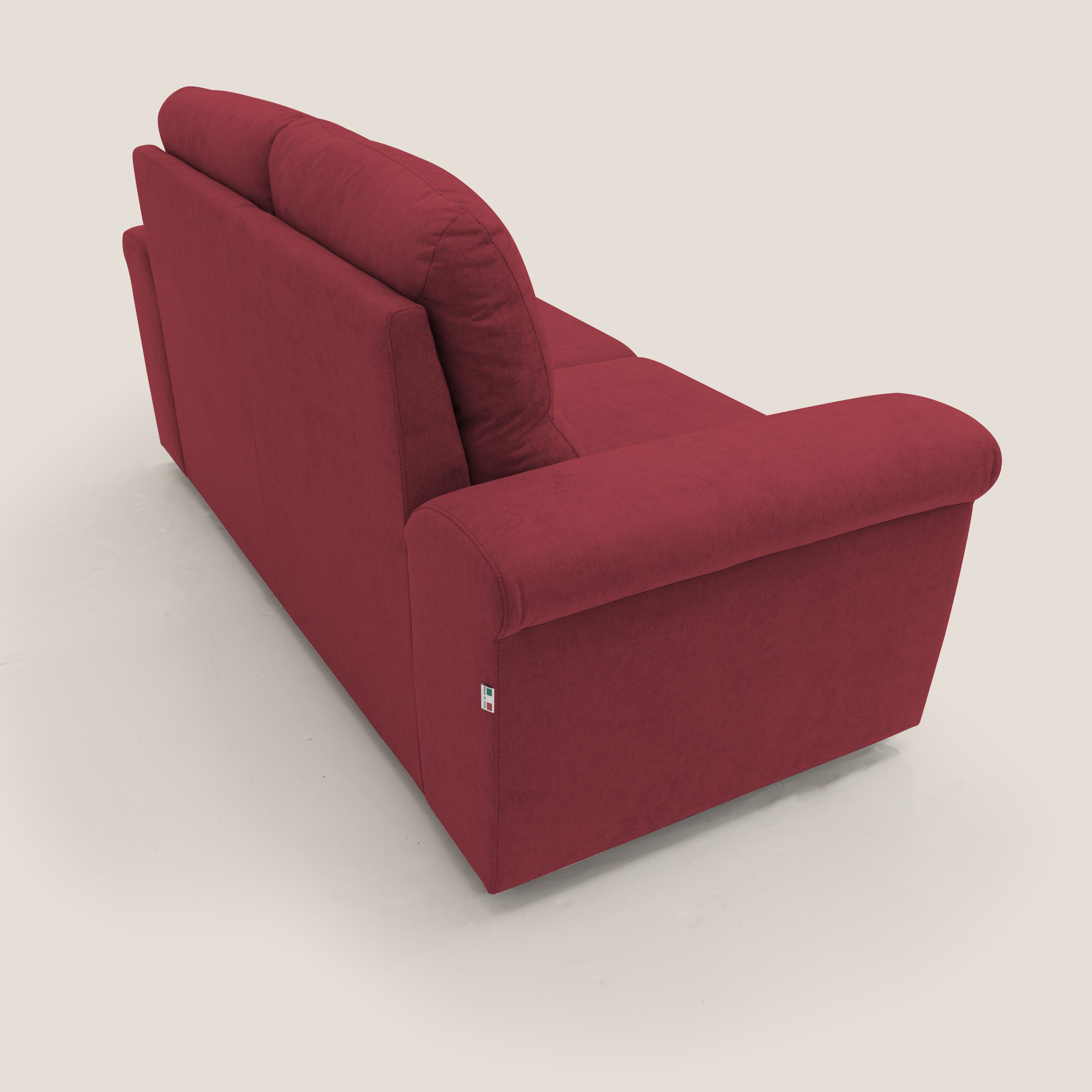 Minerva divano con pouf estraibile poggiapiedi in tessuto morbido impermeabile T02 rosso - divani.store