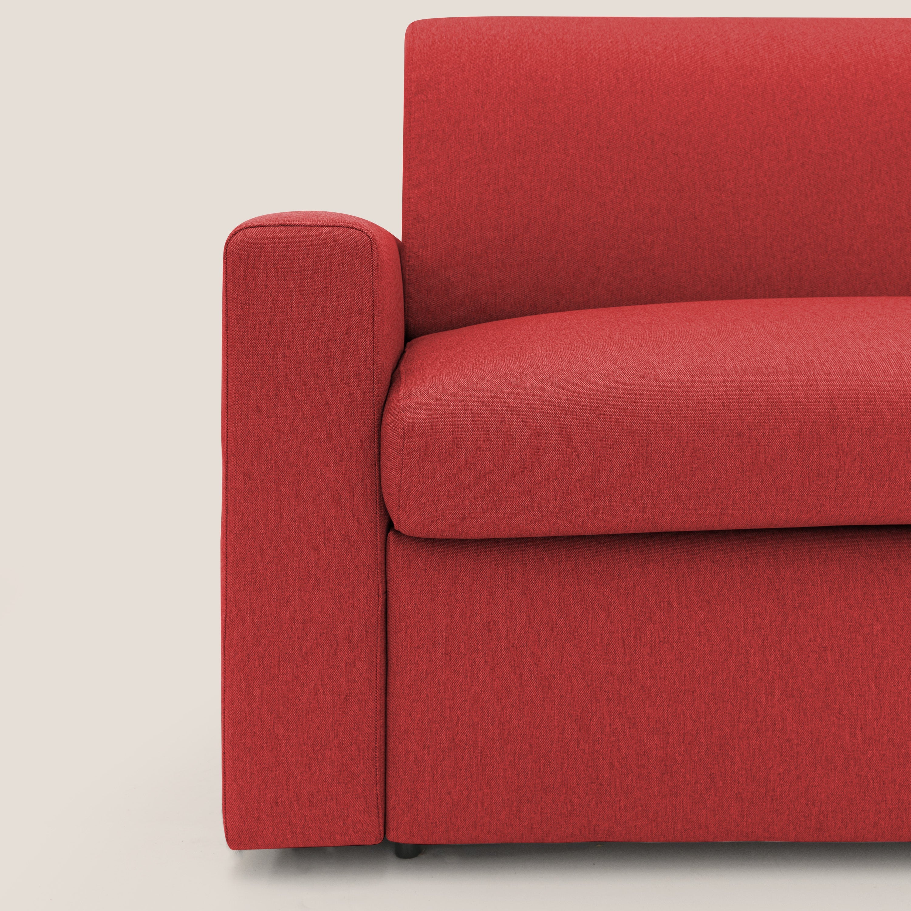 Kansas Divano letto matrimoniale alto 20 cm in tessuto impermeabile misto cotone T13 rosso - divani.store