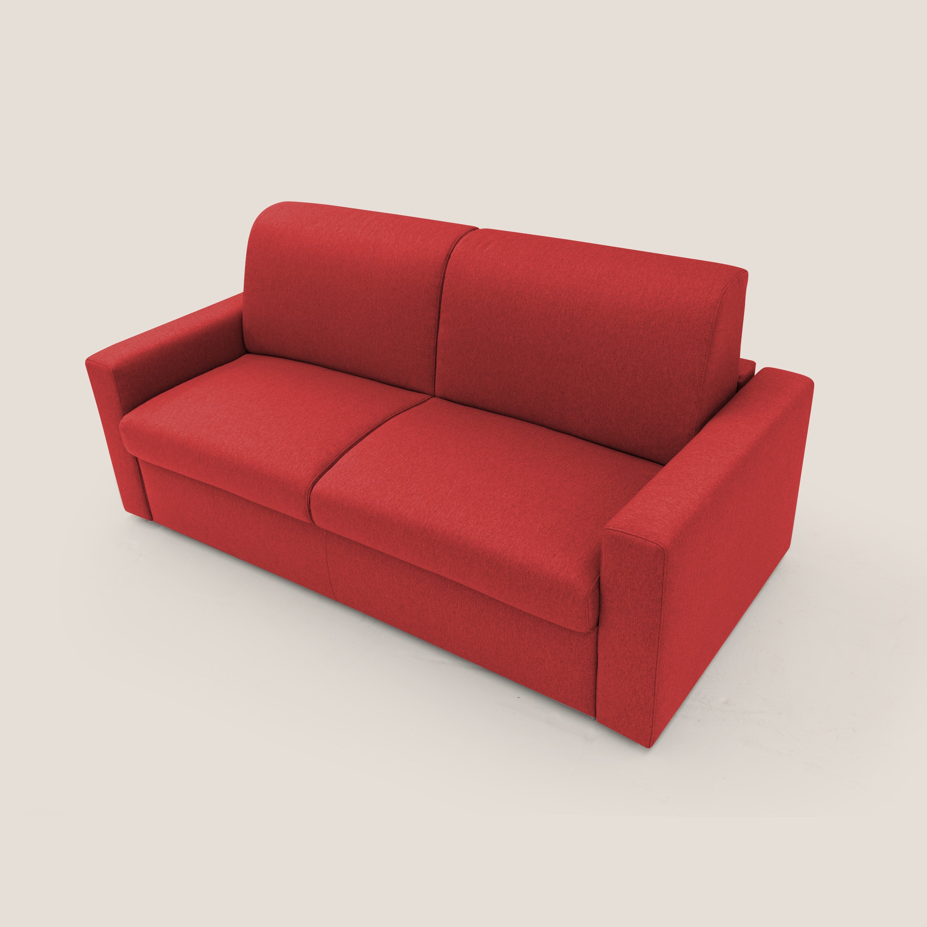 Kansas Divano letto matrimoniale alto 20 cm in tessuto impermeabile misto cotone T13 rosso - divani.store