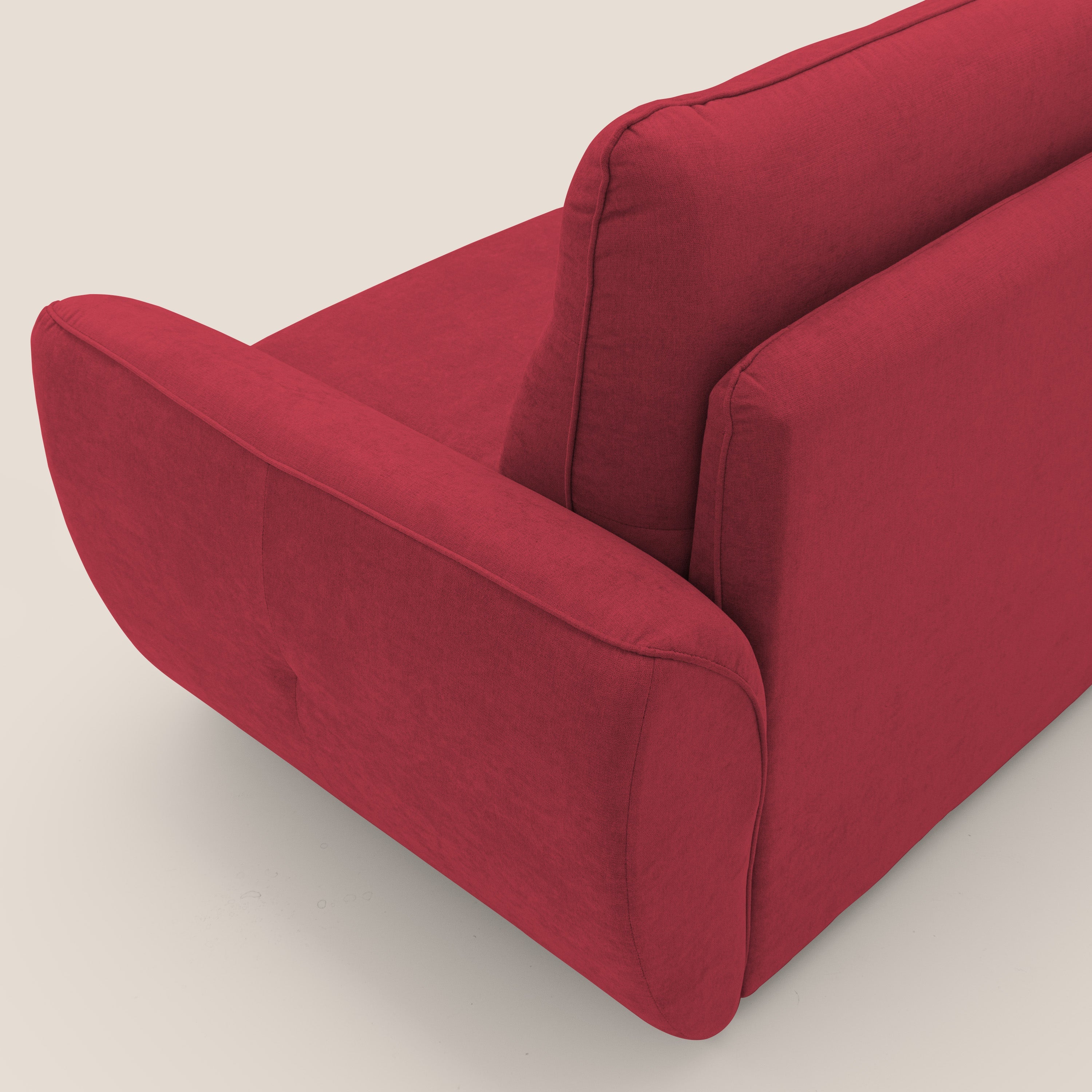 Zeus Divano letto scandinavo con schienale alto in tessuto impermeabile T02 rosso - divani.store