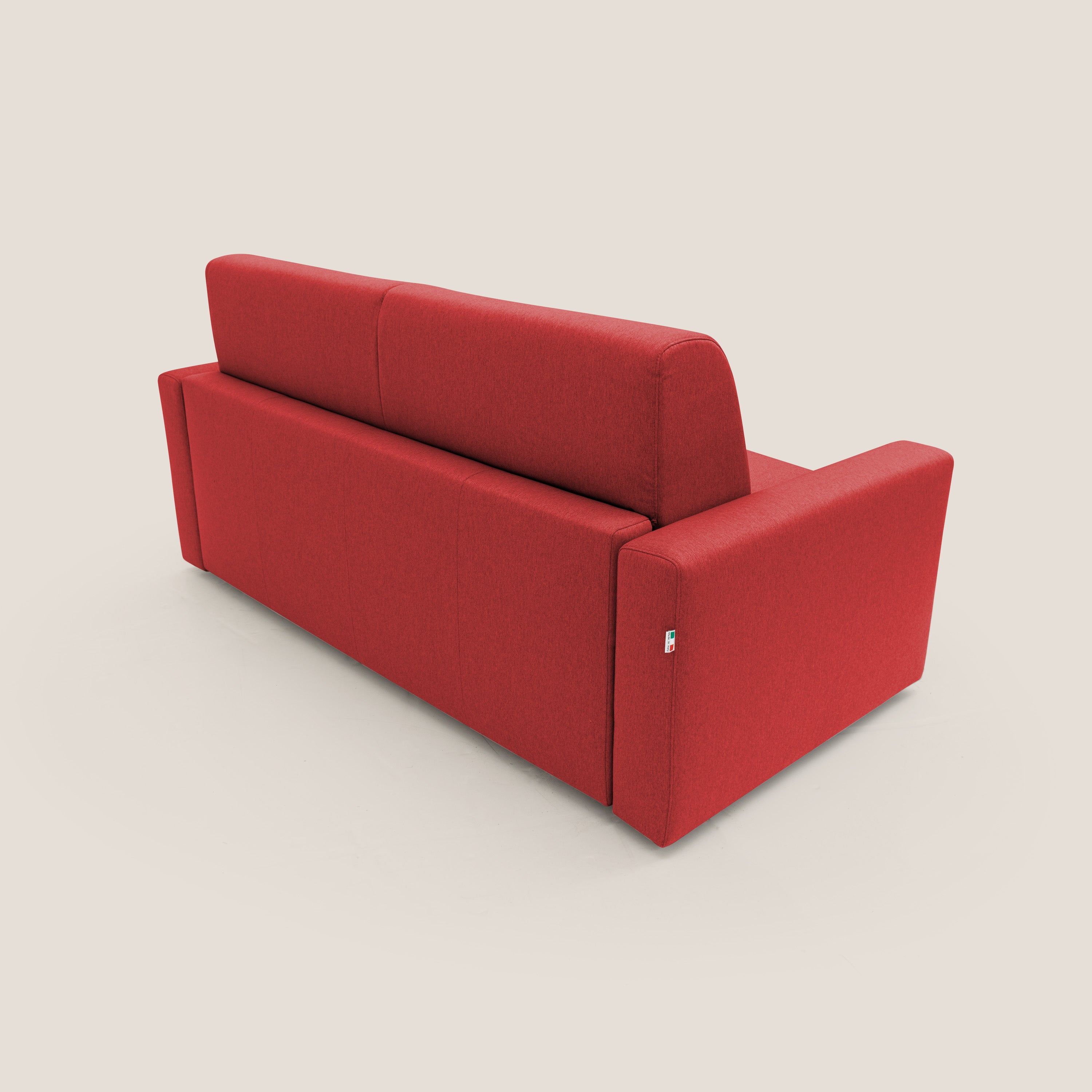 Kansas Divano letto matrimoniale alto 20 cm in tessuto impermeabile misto cotone T13 rosso - divani.store