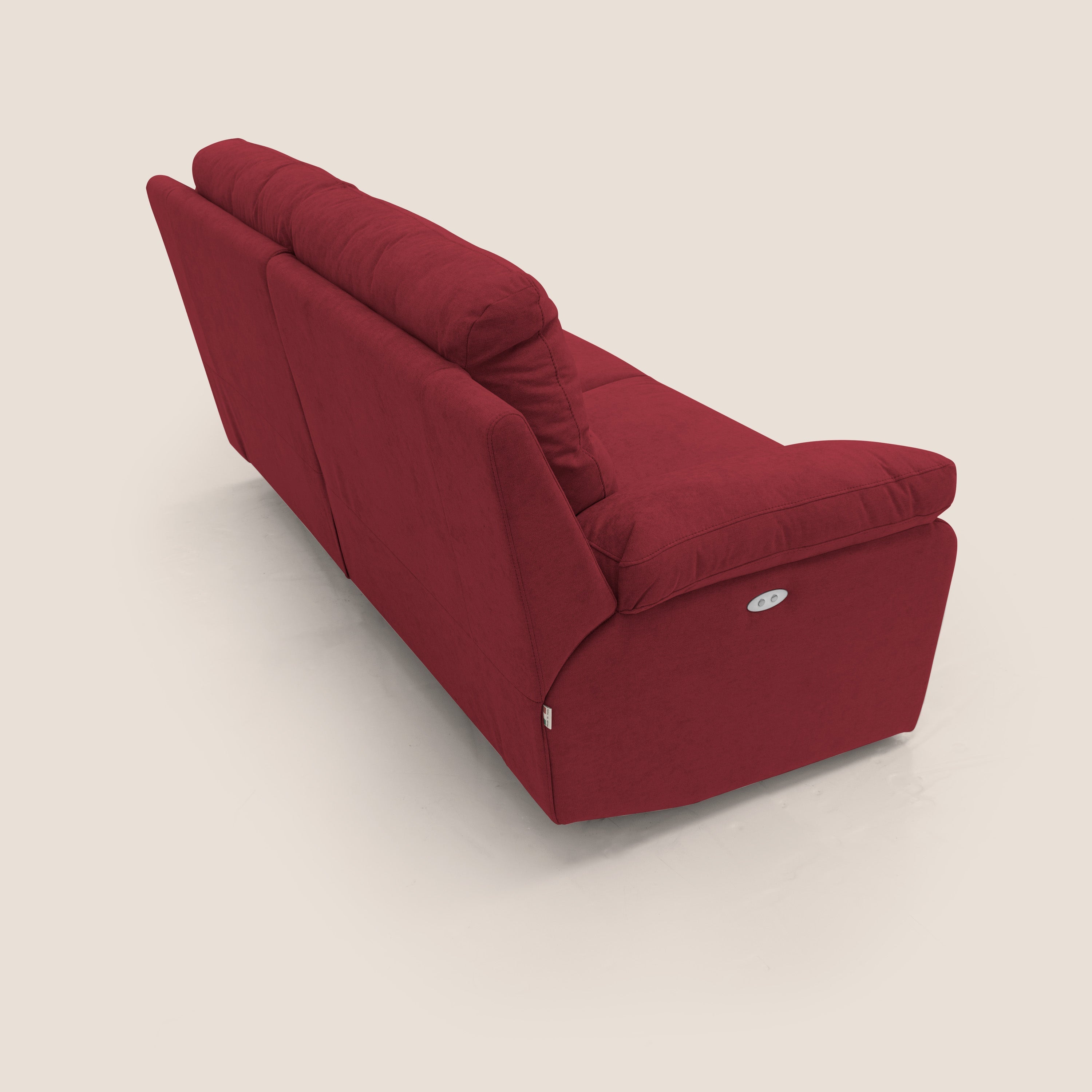 Romeo Divano relax con recliner elettrico in morbido tessuto impermeabile T02 rosso - divani.store