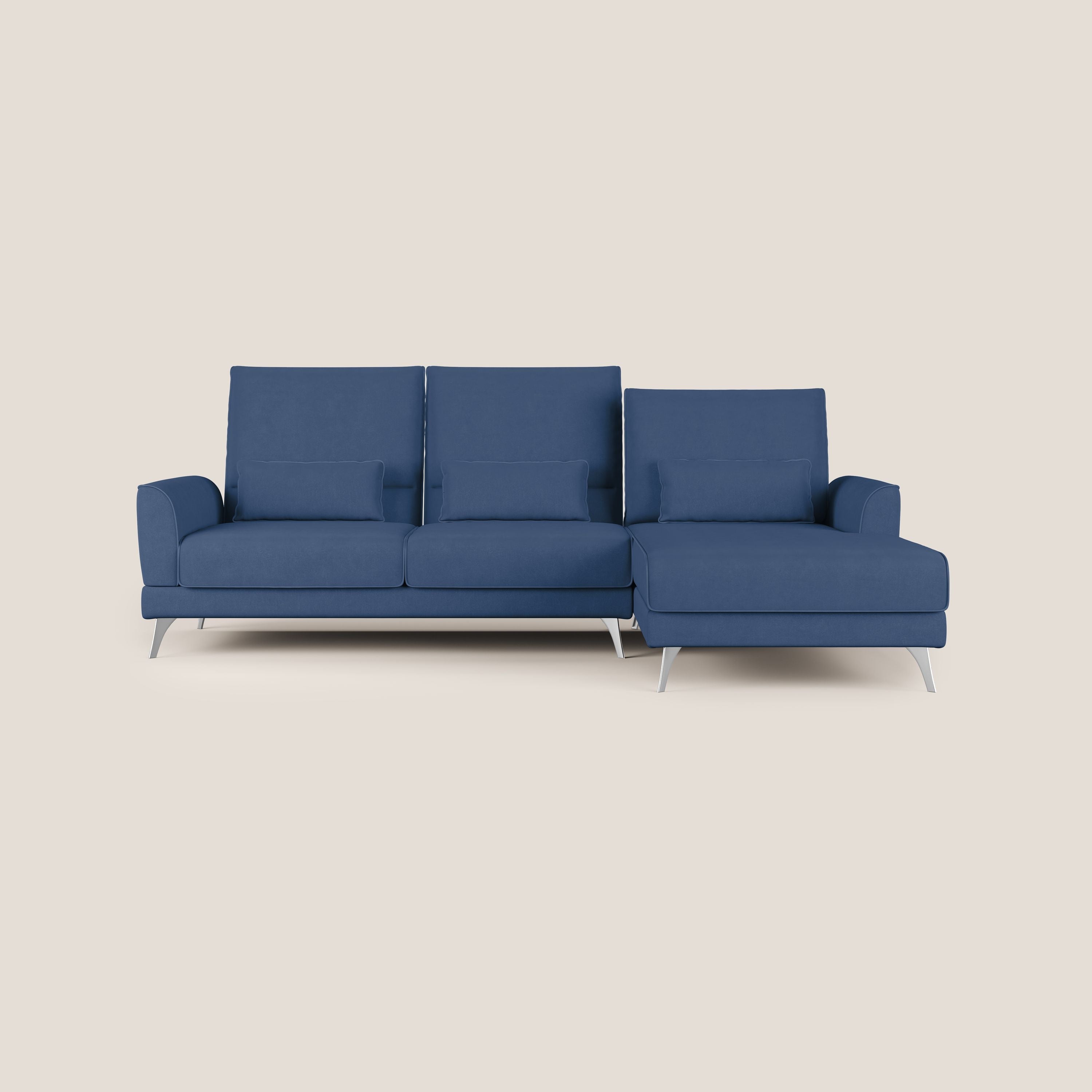 Tommy Divano angolare con relax e schienali traslanti in microfibra smacchiabile T11 blu - divani.store