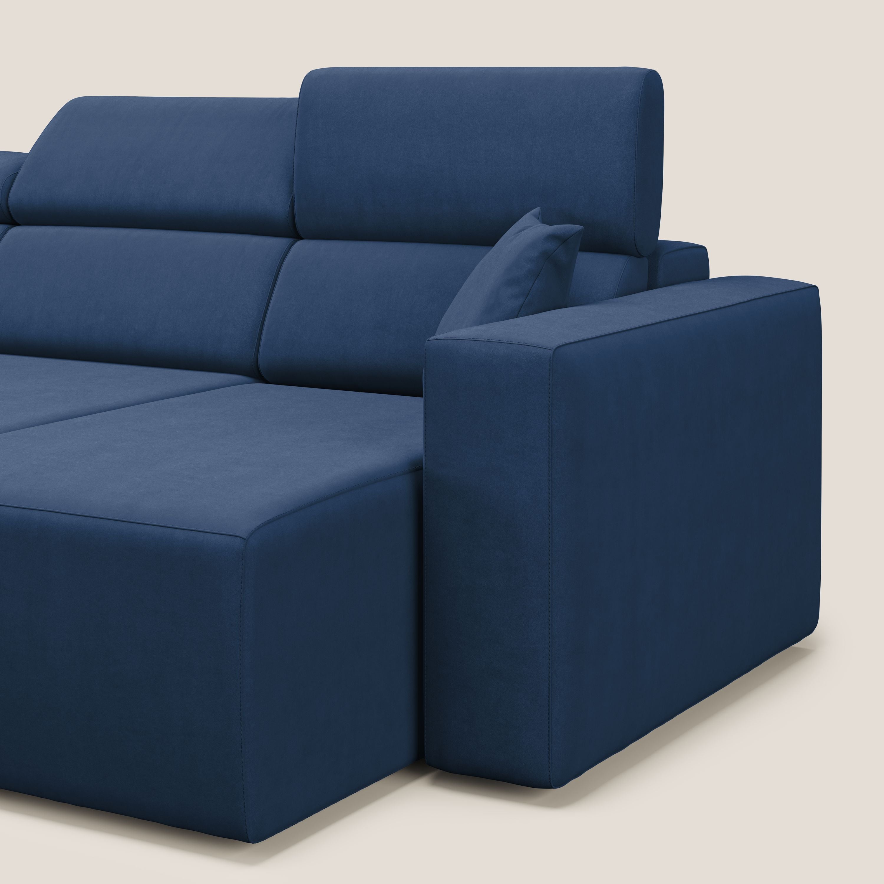 Orwell divano con 3 sedute estraibili in microfibra smacchiabile T11 blu - divani.store