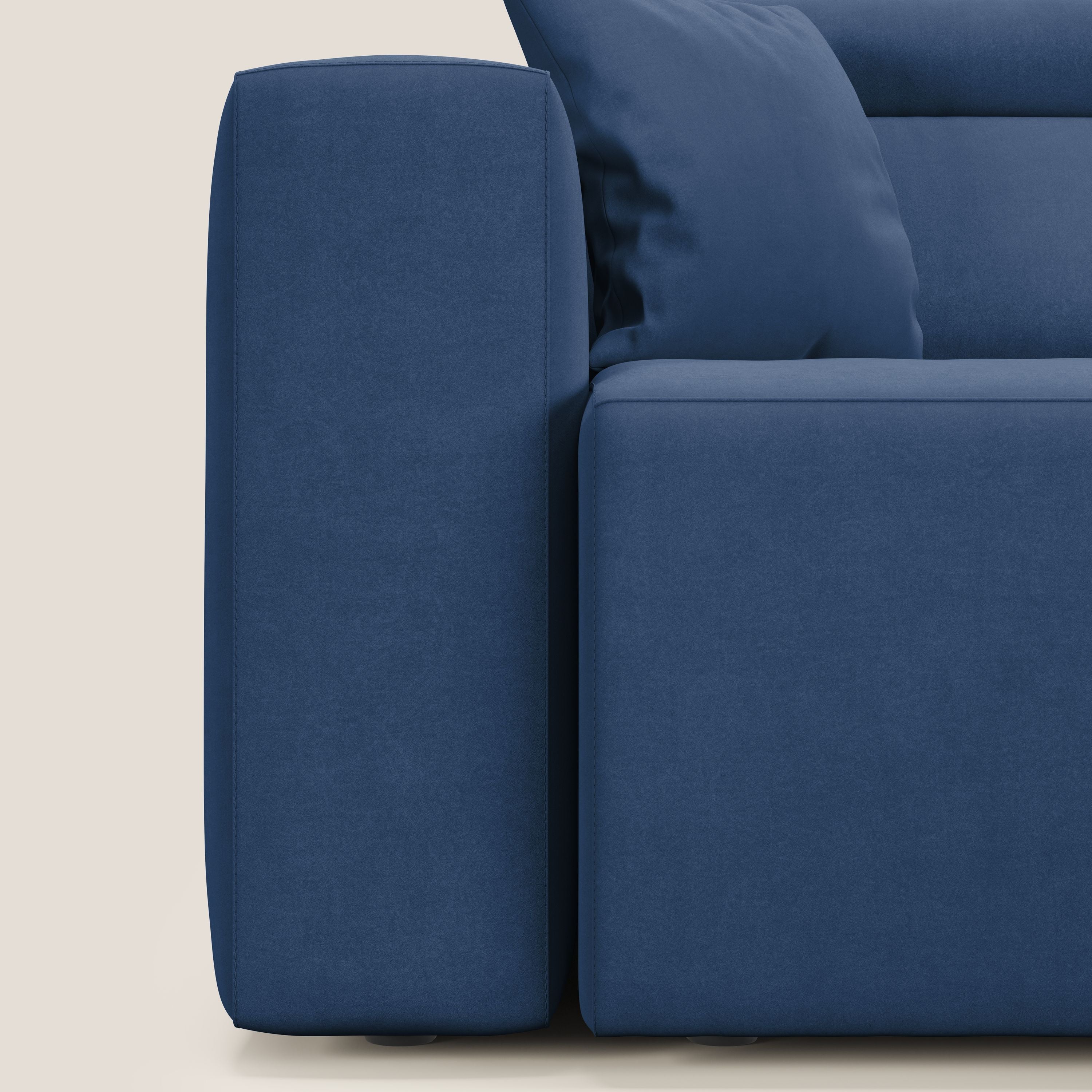 Orwell divano con 3 sedute estraibili in microfibra smacchiabile T11 blu - divani.store
