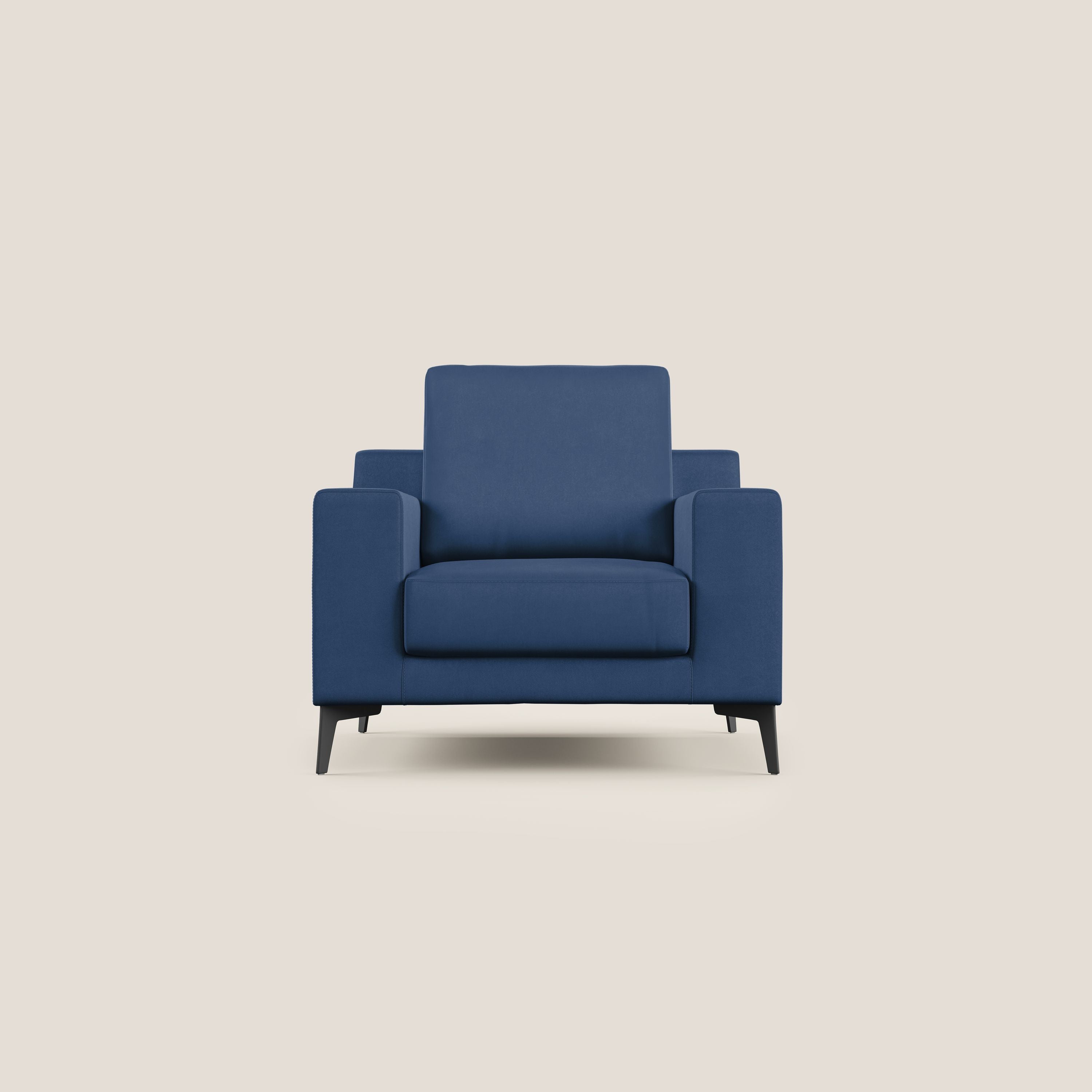 Prestige poltroncina moderna in microfibra smacchiabile T11 blu - divani.store