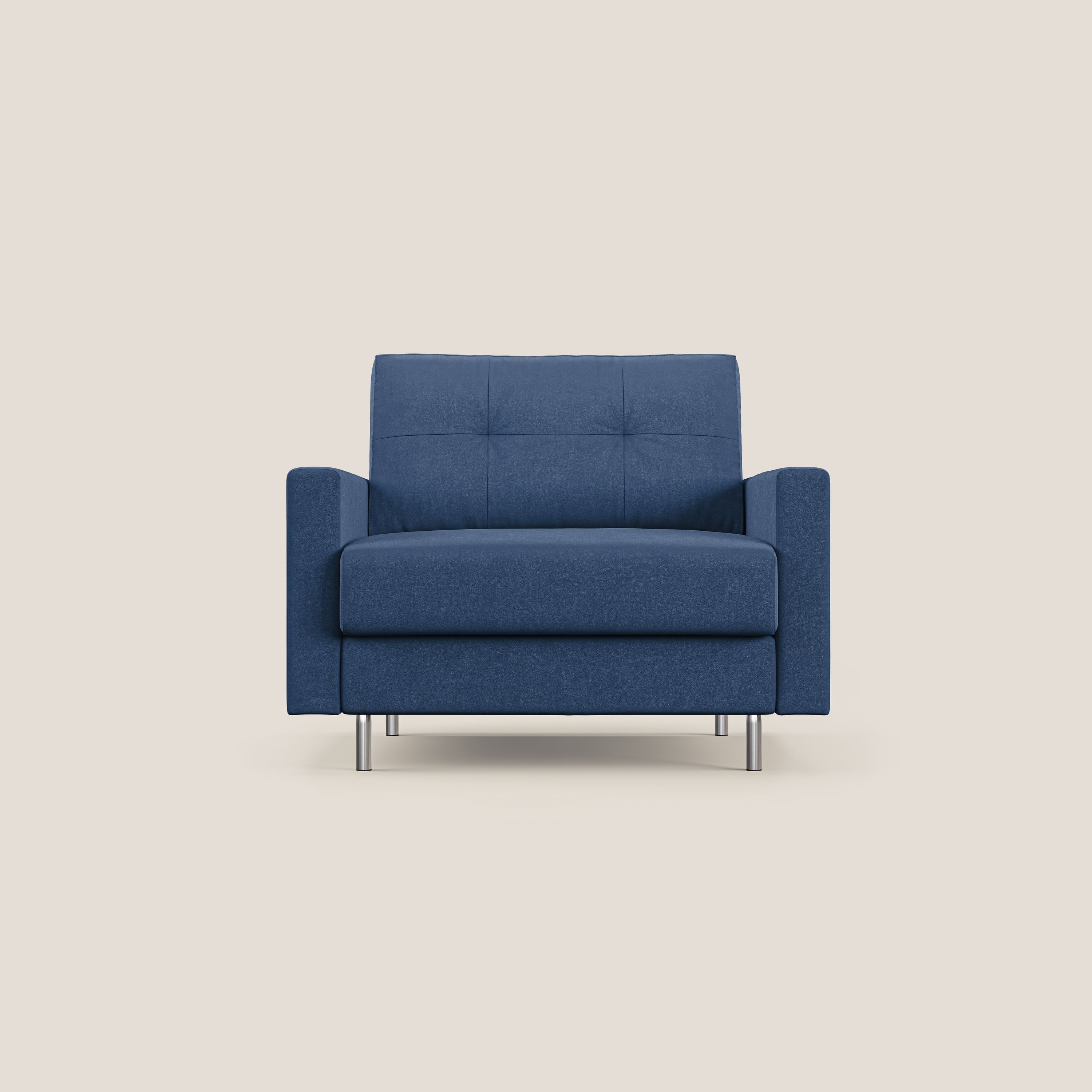 Megan poltrona letto in microfibra smacchiabile T11 blu - divani.store