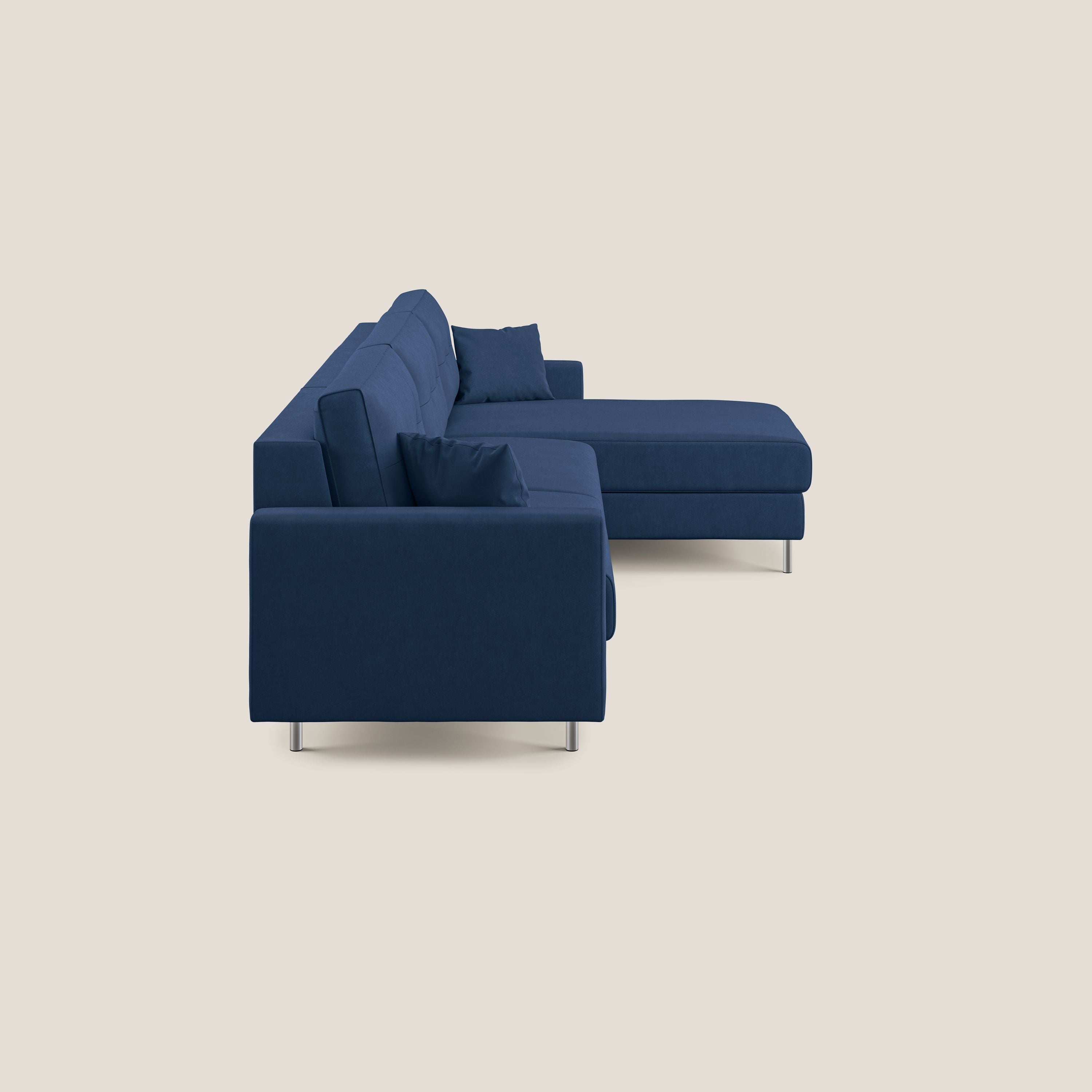 Megan divano letto angolare in microfibra smacchiabile T11 blu - divani.store