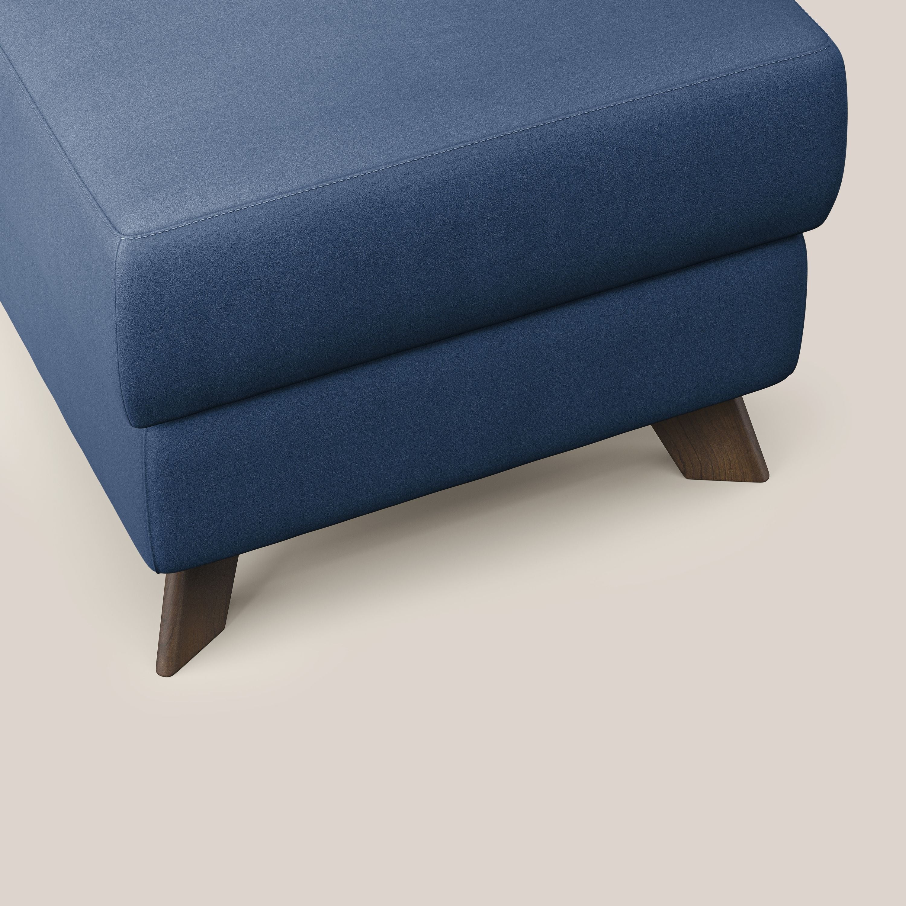 Moon Pouf contenitore e piedini alti in microfibra impermeabile T11 blu - divani.store