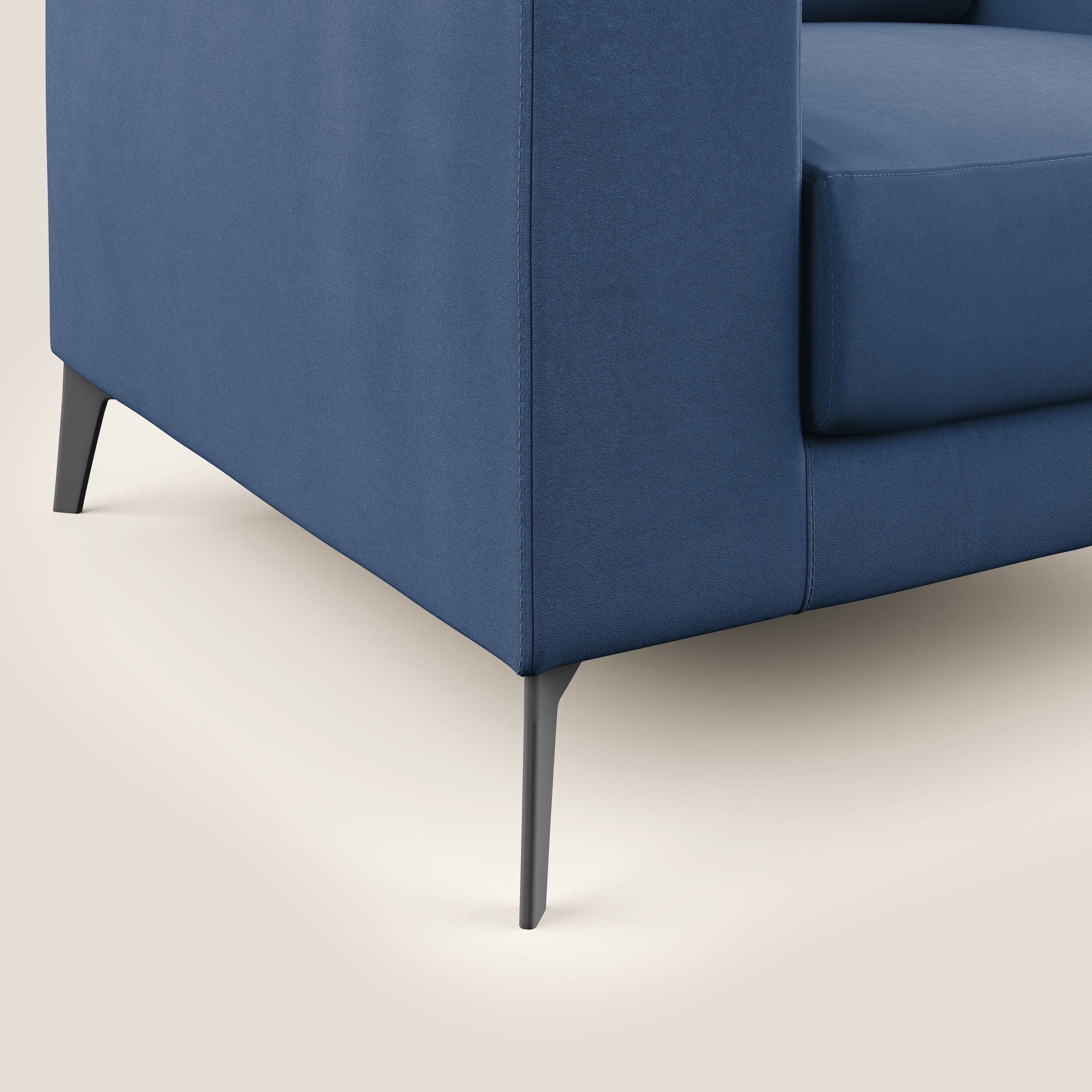 Prestige poltroncina moderna in microfibra smacchiabile T11 blu - divani.store