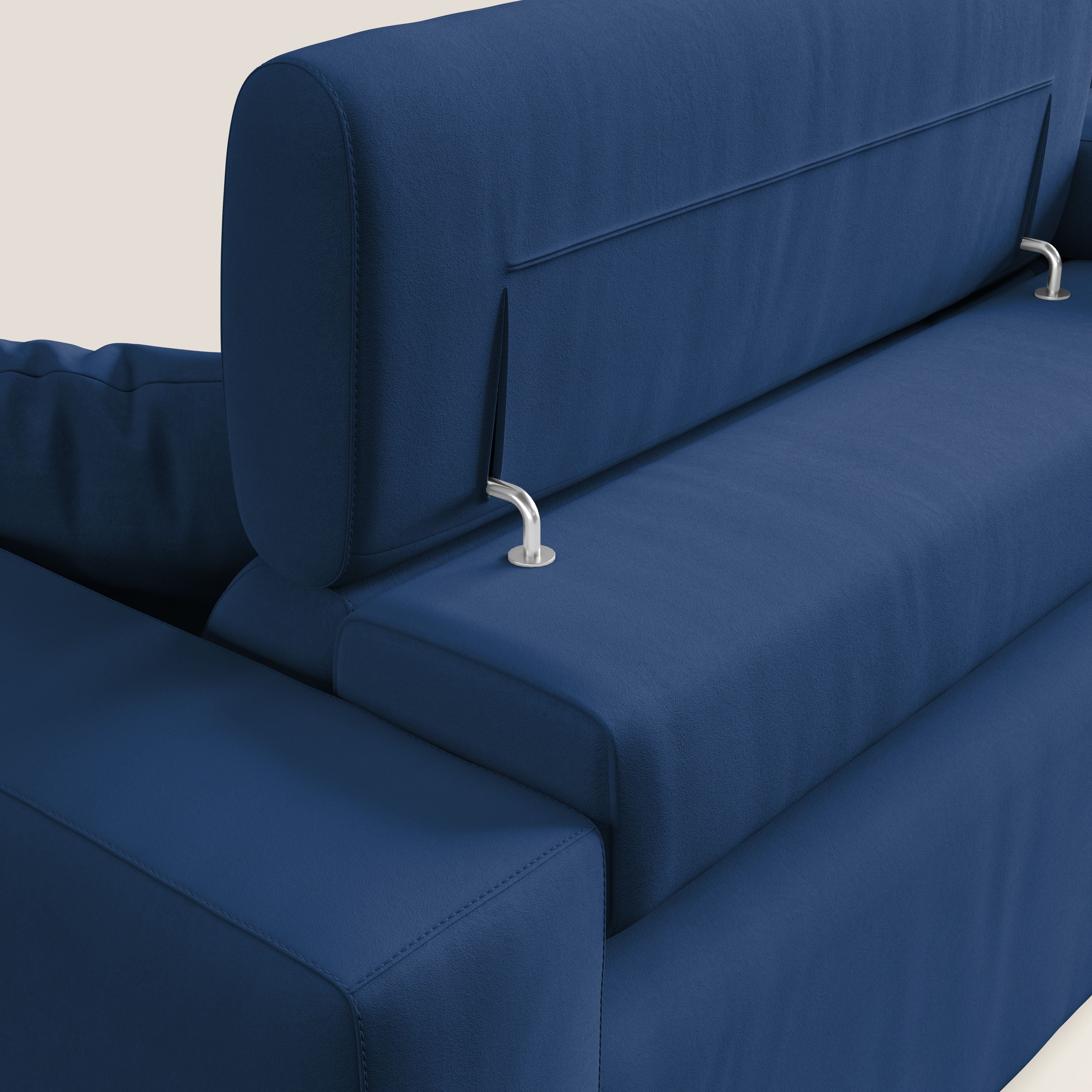 Orwell divano con seduta estraibile in microfibra smacchiabile T11 blu - divani.store