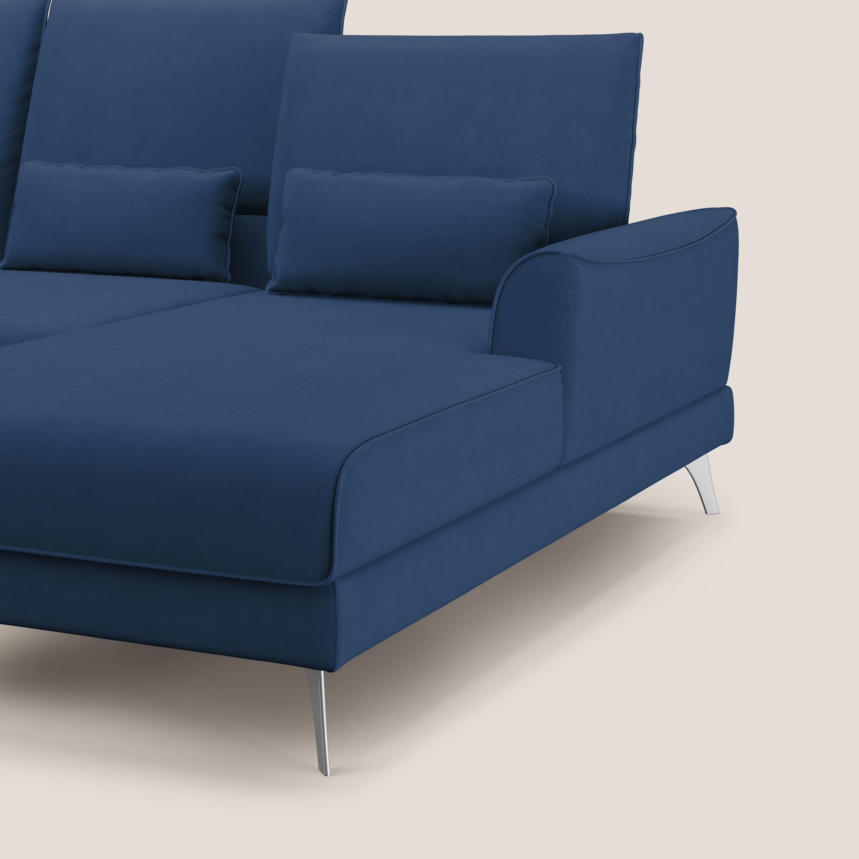 Tommy Divano angolare con relax e schienali traslanti in microfibra smacchiabile T11 blu - divani.store