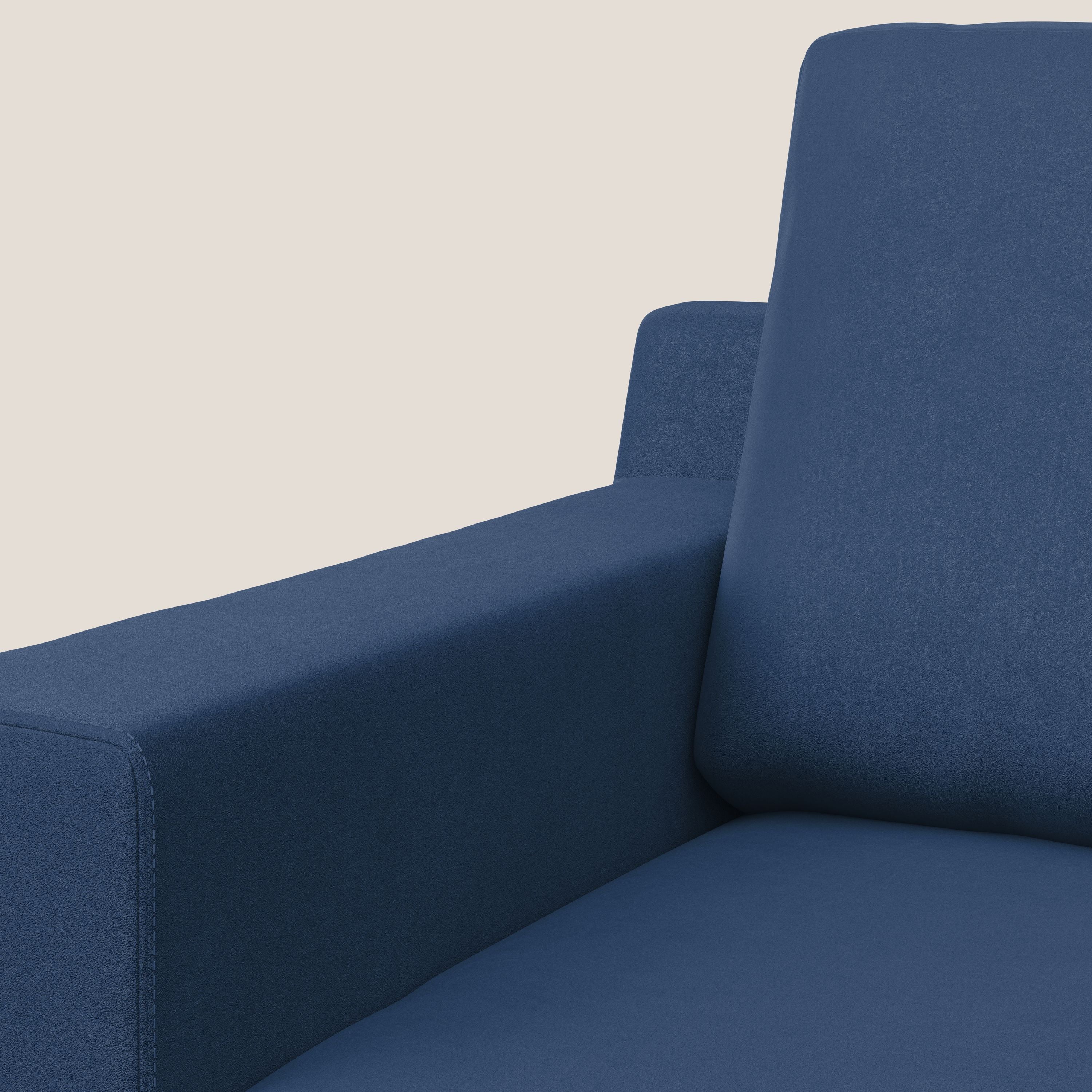 Prestige poltroncina moderna in microfibra smacchiabile T11 blu - divani.store