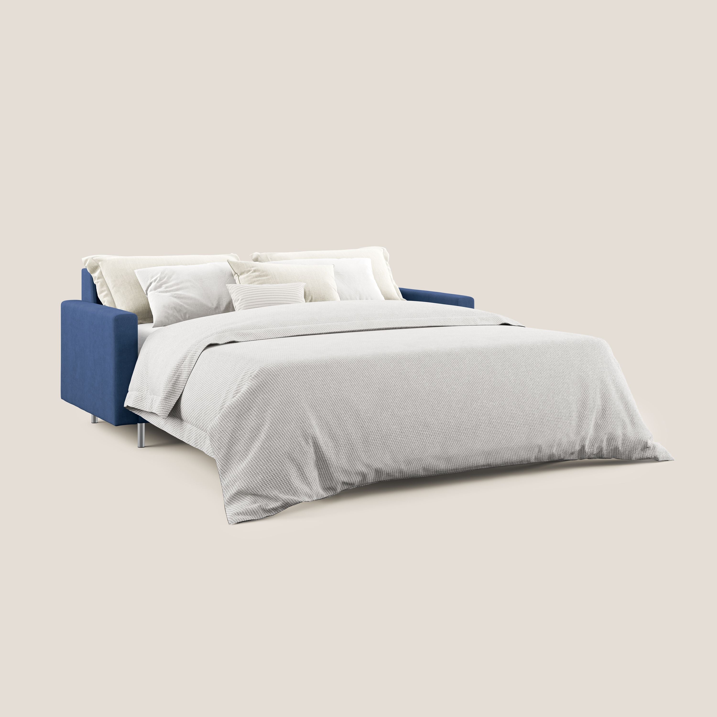 Megan divano letto matrimoniale in microfibra smacchiabile T11 blu - divani.store
