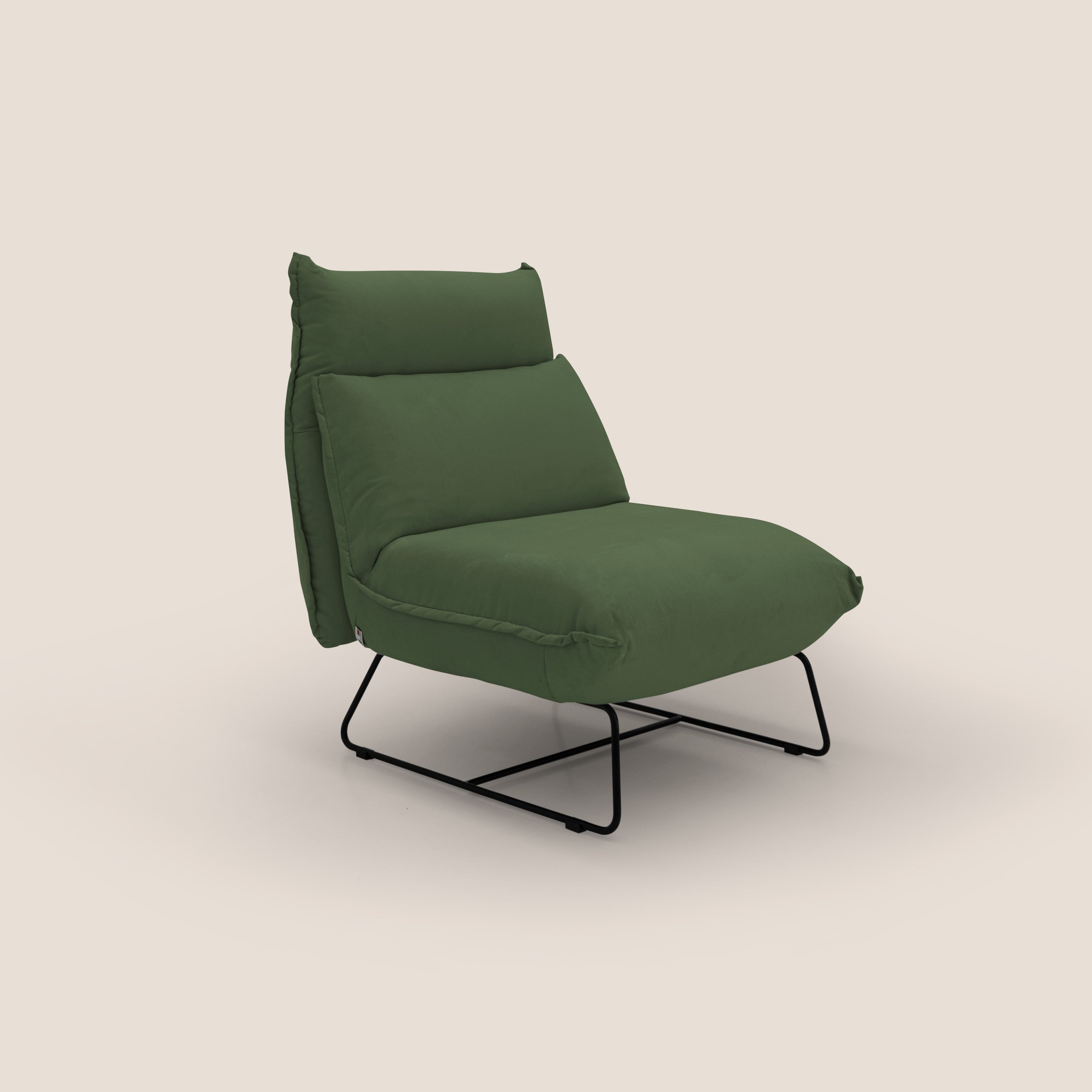 Tessa Poltroncina dal design moderno in morbida microfibra smacchiabile T11 verde - divani.store