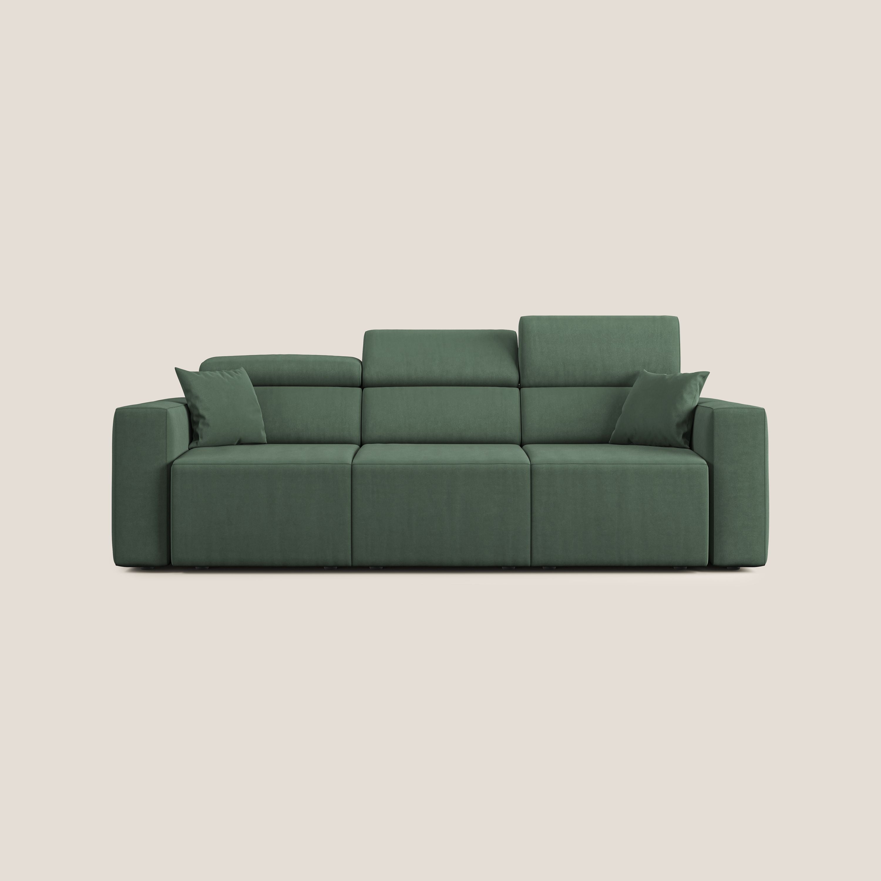 Orwell divano con 3 sedute estraibili in microfibra smacchiabile T11 verde - divani.store