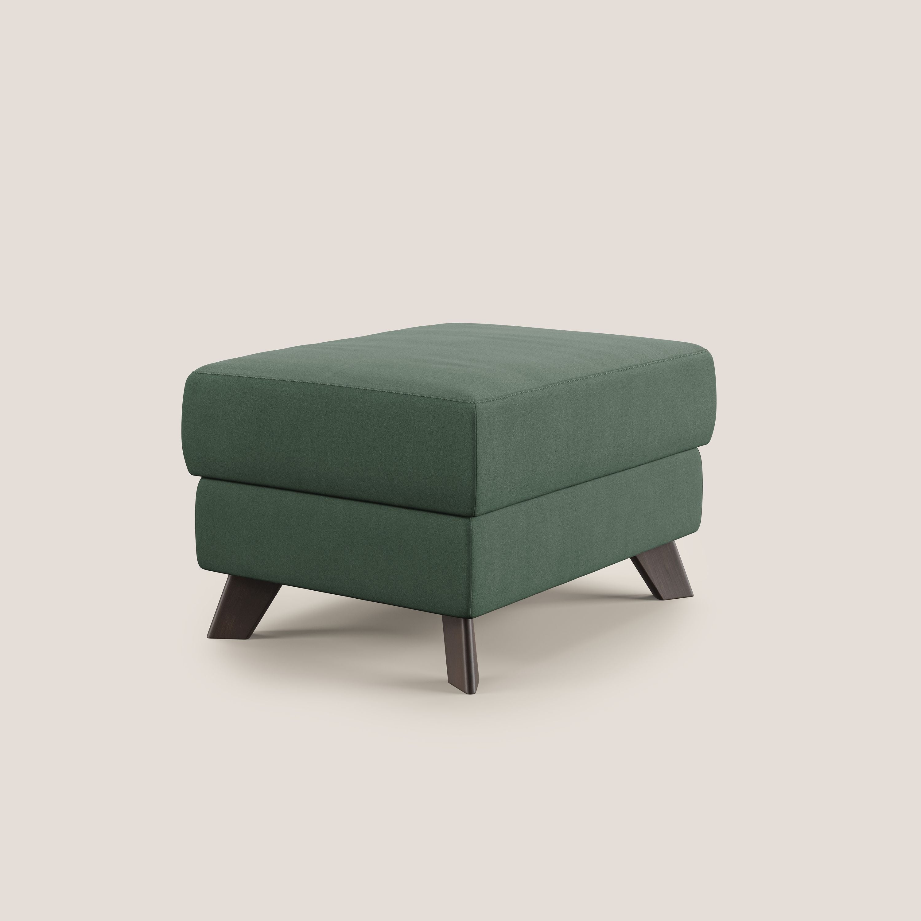 Moon Pouf contenitore e piedini alti in microfibra impermeabile T11 verde - divani.store