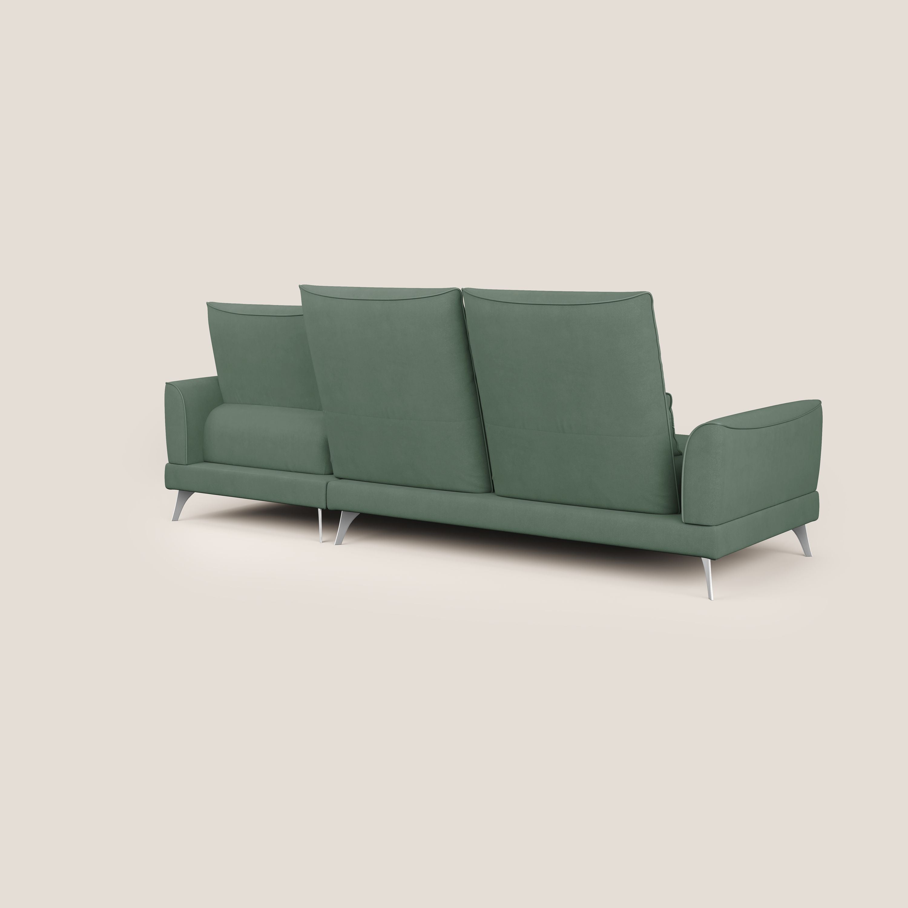 Tommy Divano angolare con relax e schienali traslanti in microfibra smacchiabile T11 verde - divani.store