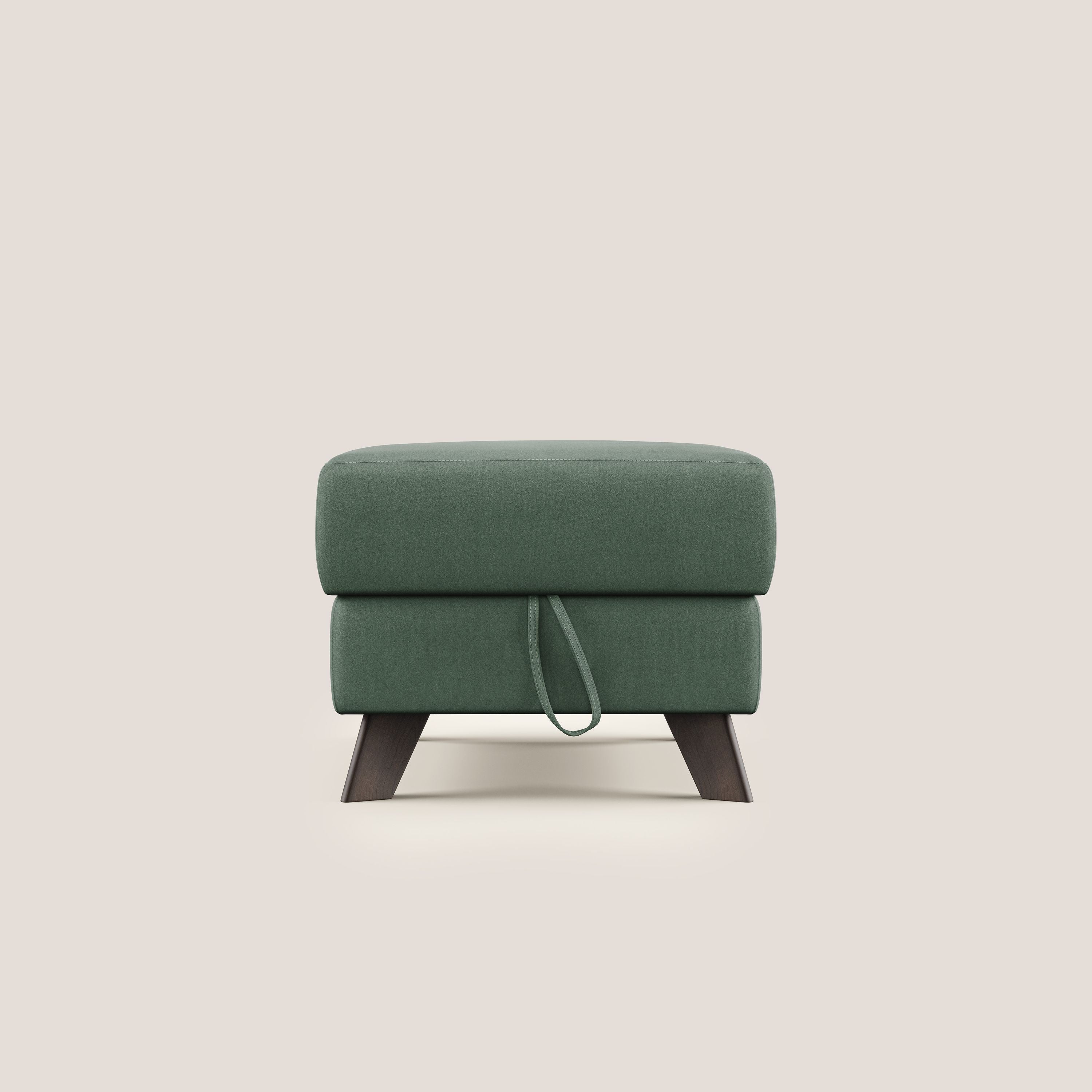 Moon Pouf contenitore e piedini alti in microfibra impermeabile T11 verde - divani.store