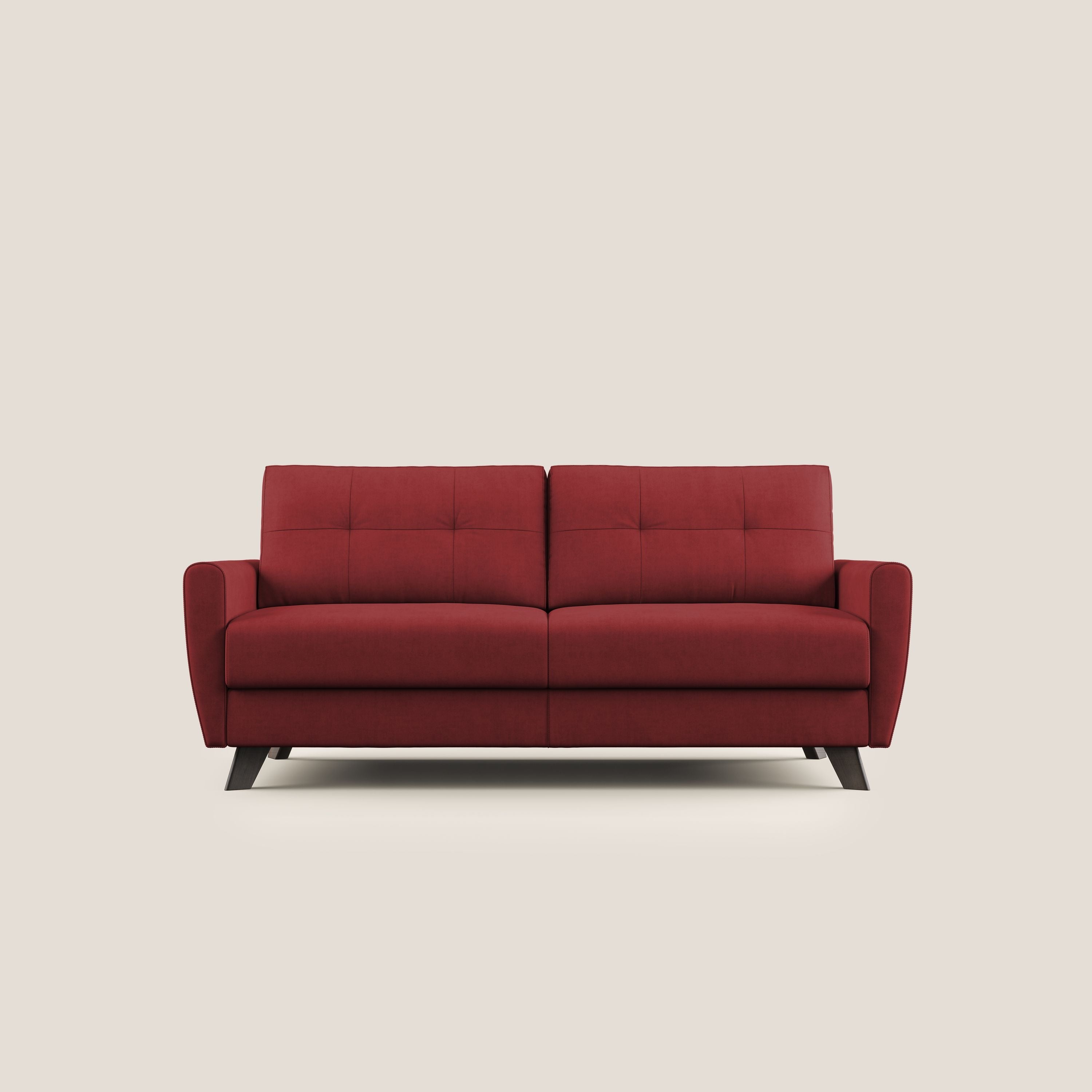 Callisto Divano letto matrimoniale in tessuto morbido impermeabile T02 rosso - divani.store