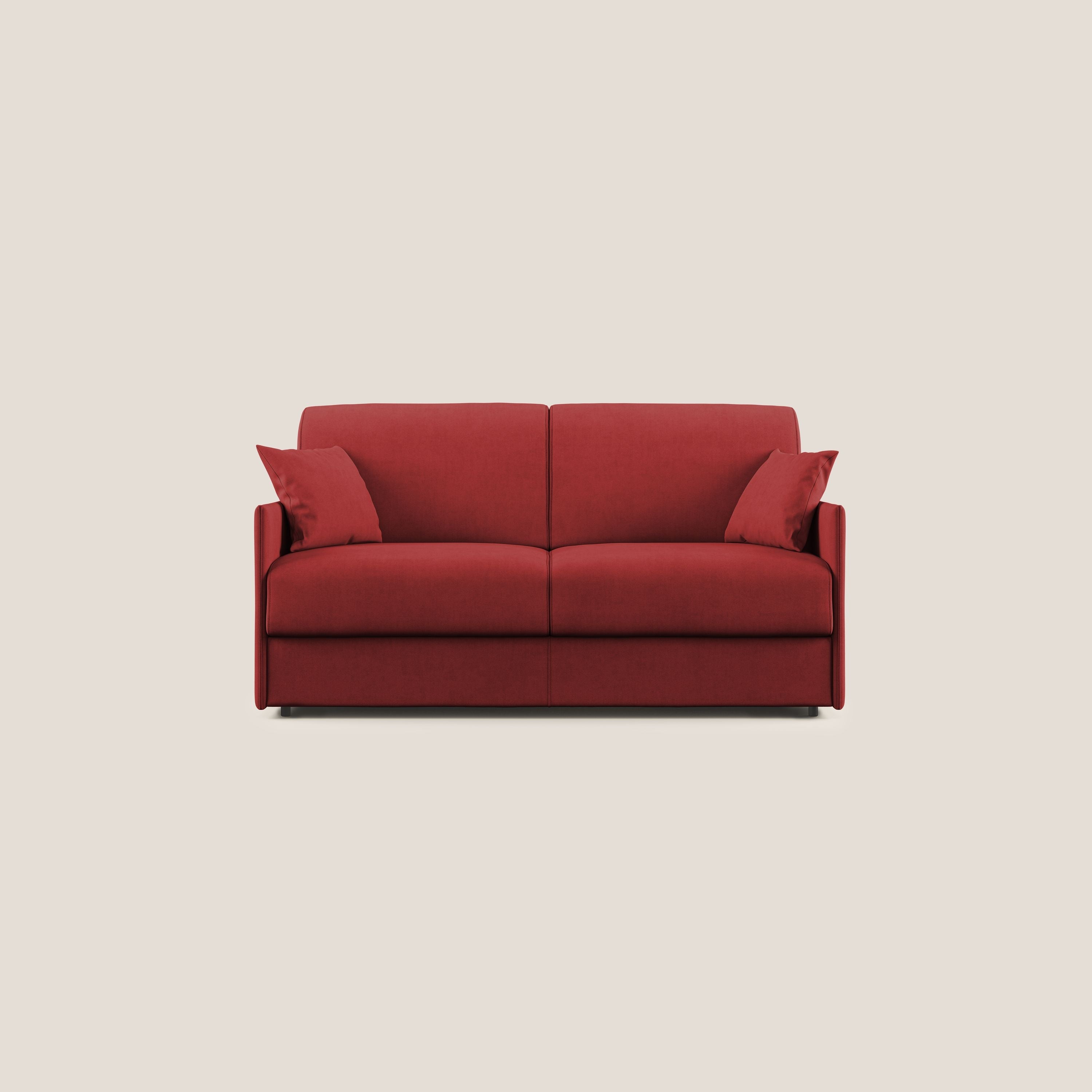 Evans Divano letto in morbido tessuto impermeabile T02 rosso - divani.store