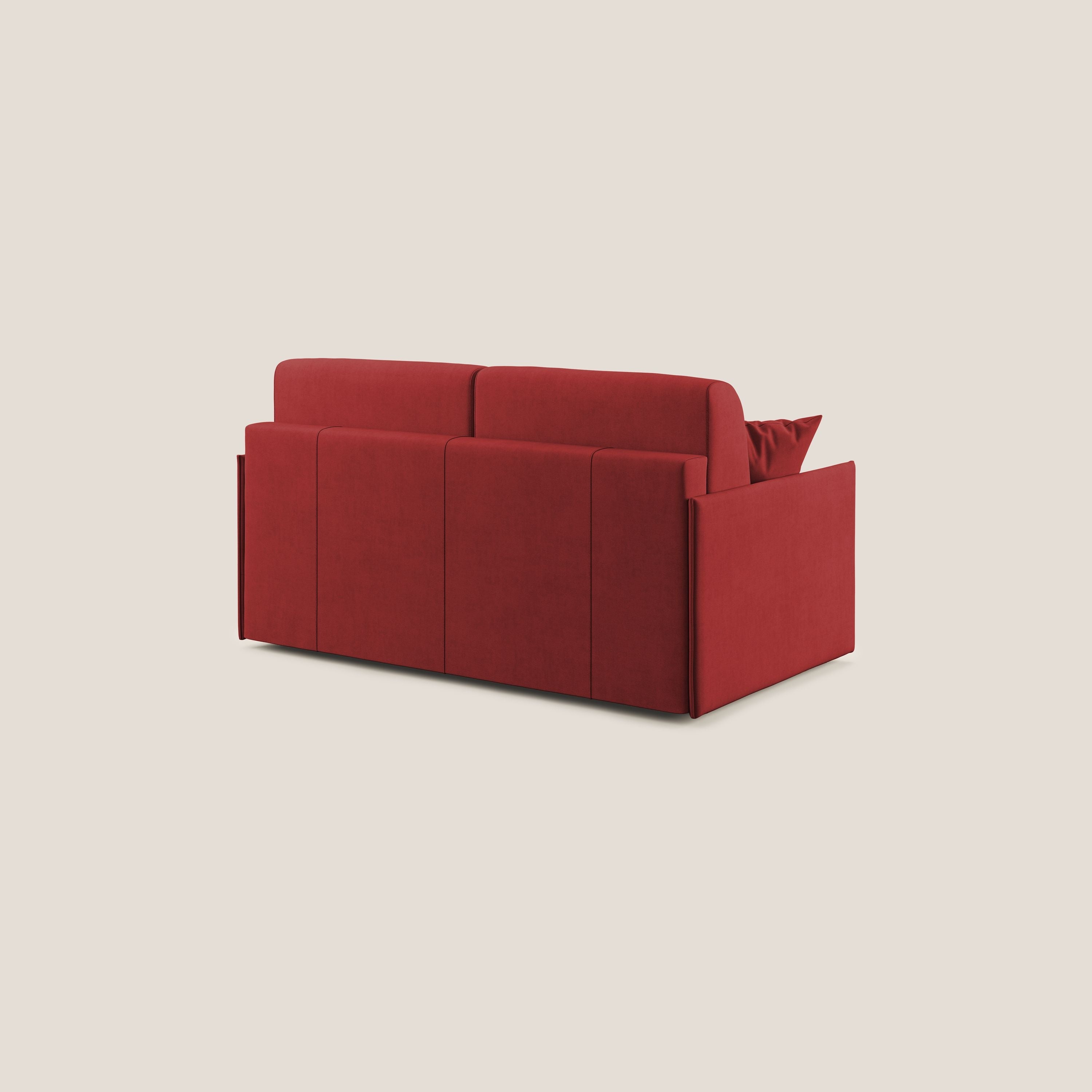 Evans Divano letto in morbido tessuto impermeabile T02 rosso - divani.store