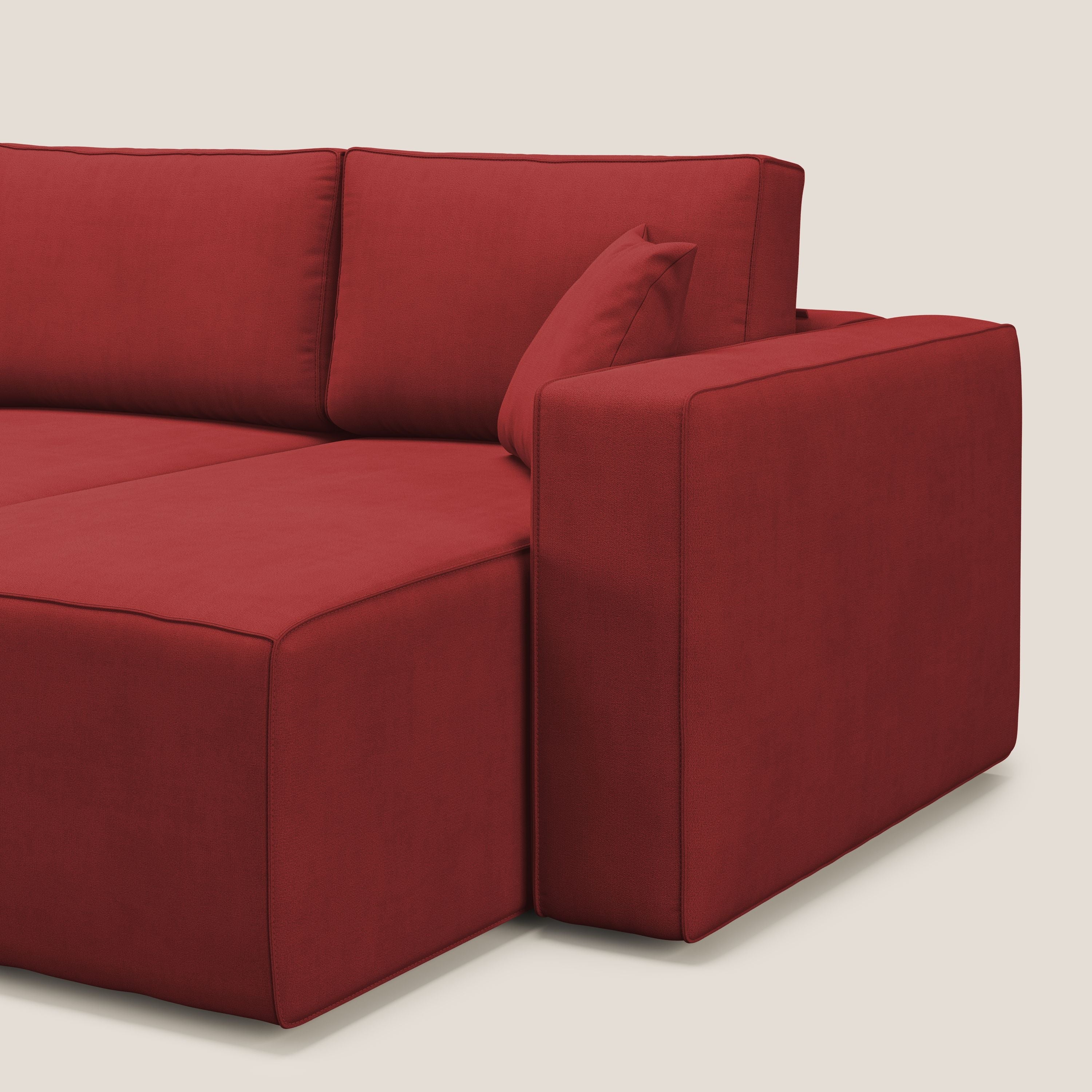 Morfeo divano con 3 sedute estraibili in morbido tessuto impermeabile T02 rosso - divani.store