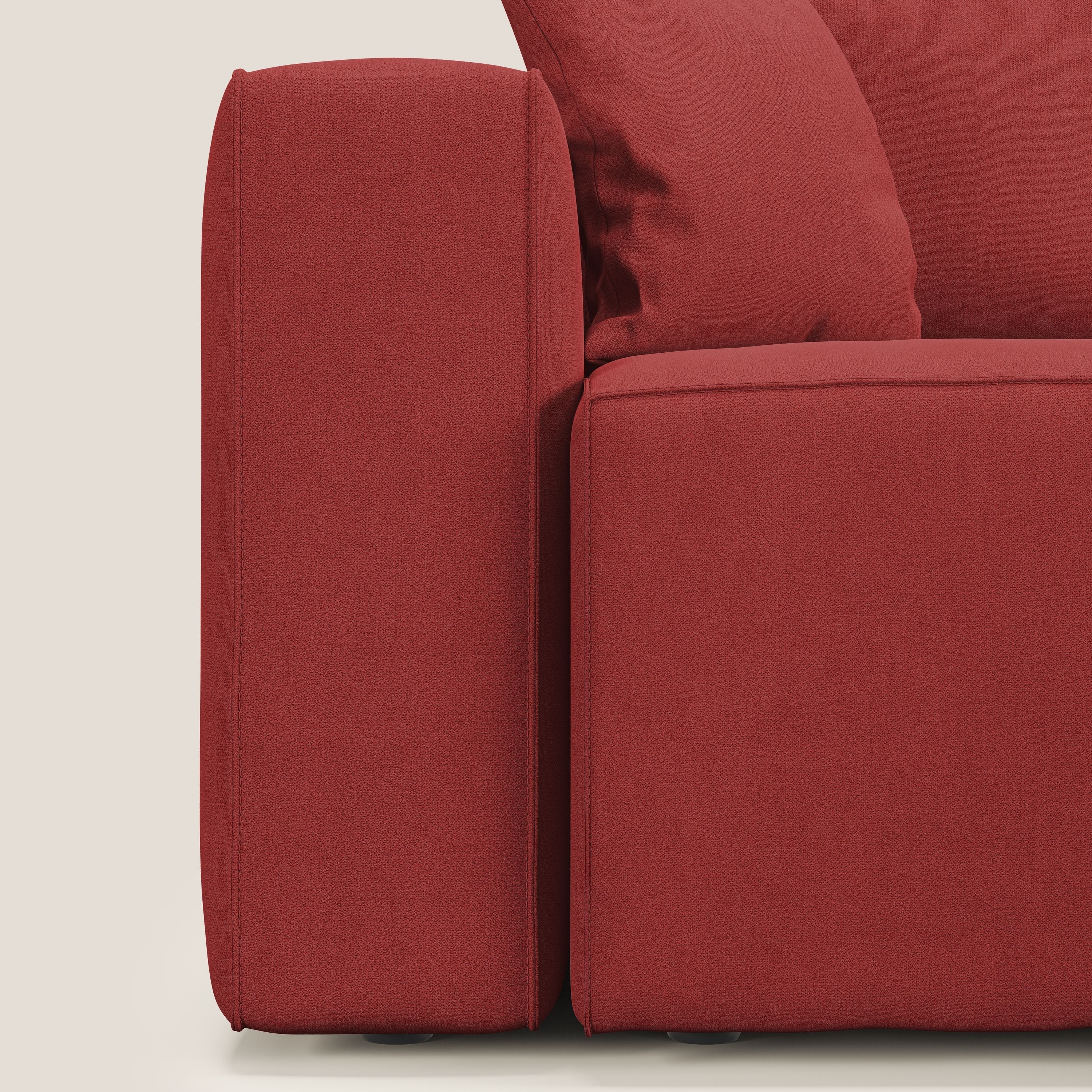 Morfeo divano con 3 sedute estraibili in morbido tessuto impermeabile T02 rosso - divani.store