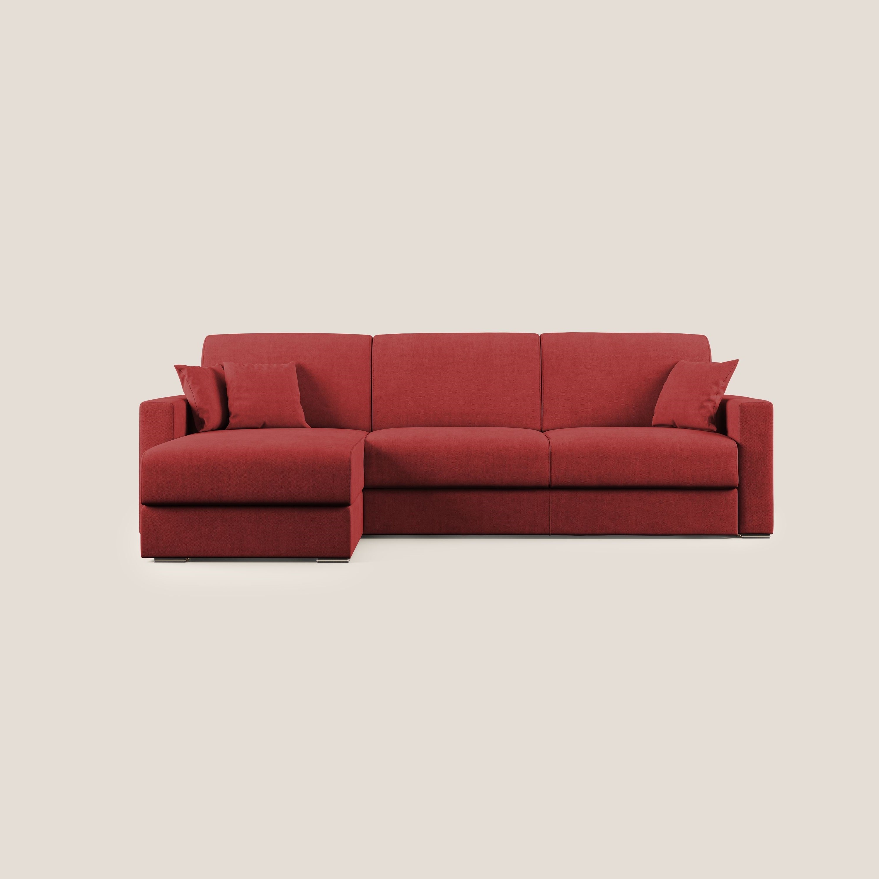 Best Divano letto angolare in tessuto impermeabile T02 rosso - divani.store