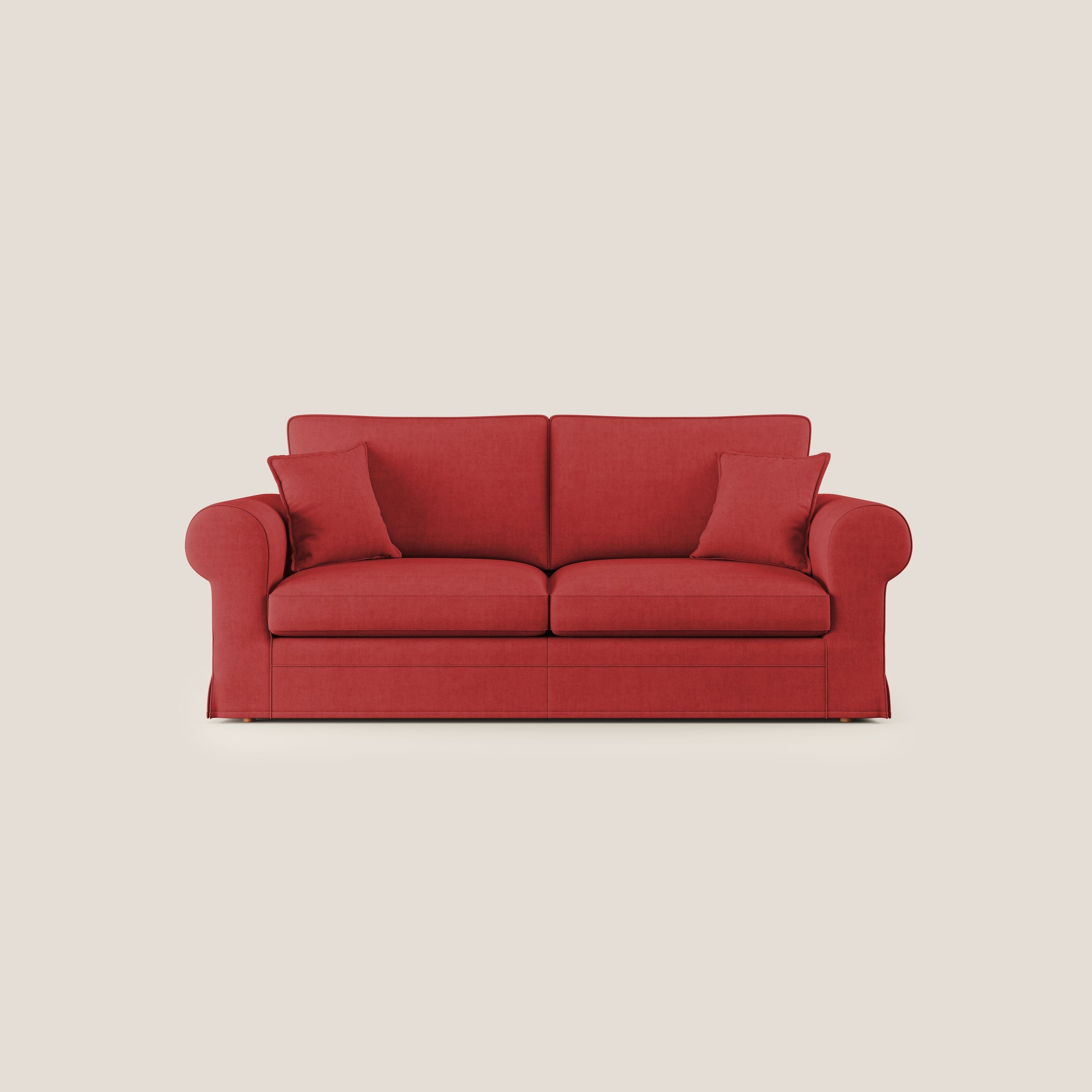 Lady divano classico in piuma d'oca realizzato con tessuto impermeabile T02 rosso - divani.store