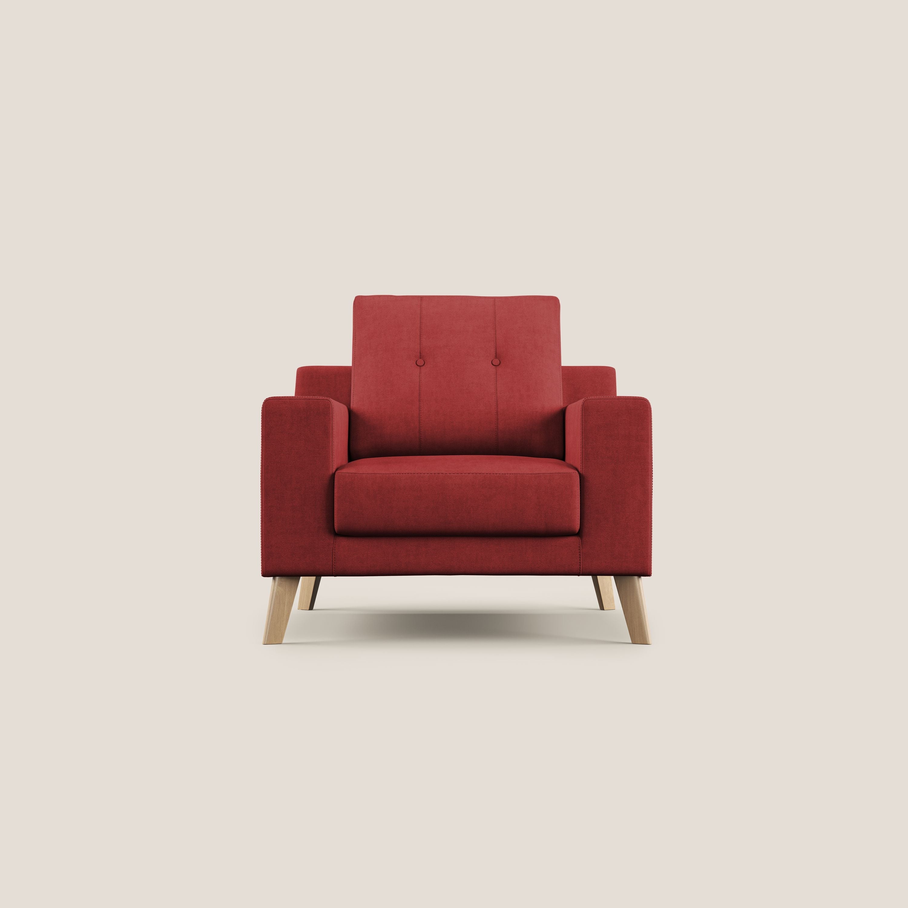 Danish poltroncina in tessuto morbido impermeabile T02 rosso - divani.store